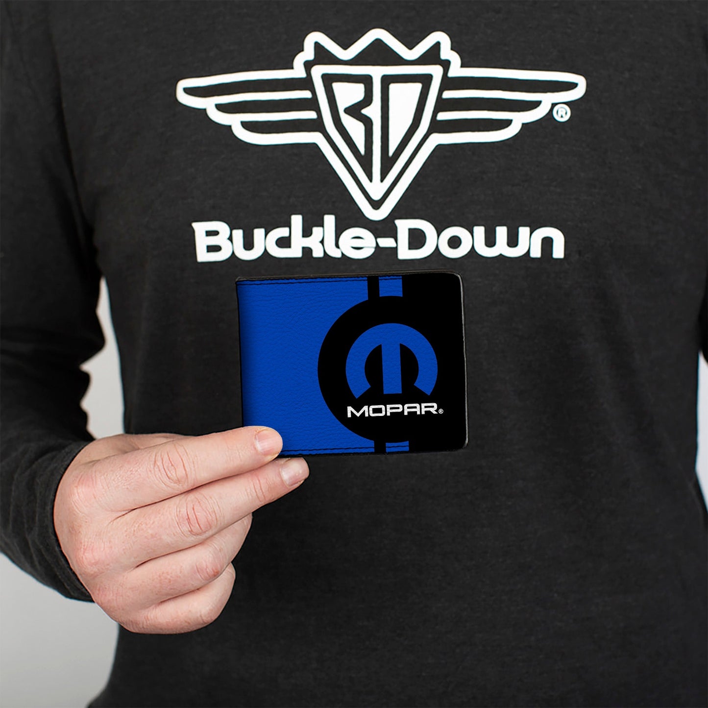 Bi-Fold Wallet - MOPAR Logo Stripe2 Black Blue