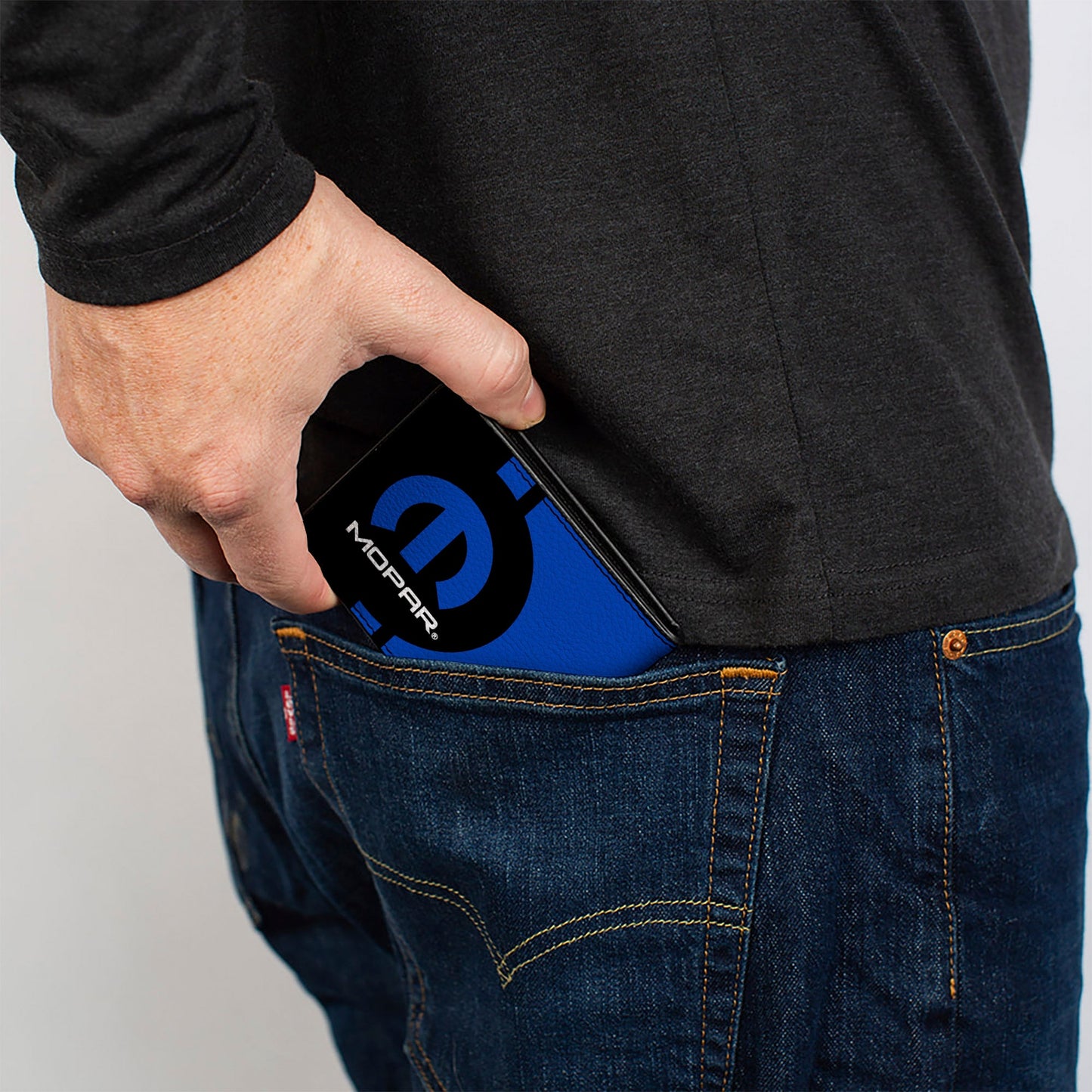 Bi-Fold Wallet - MOPAR Logo Stripe2 Black Blue