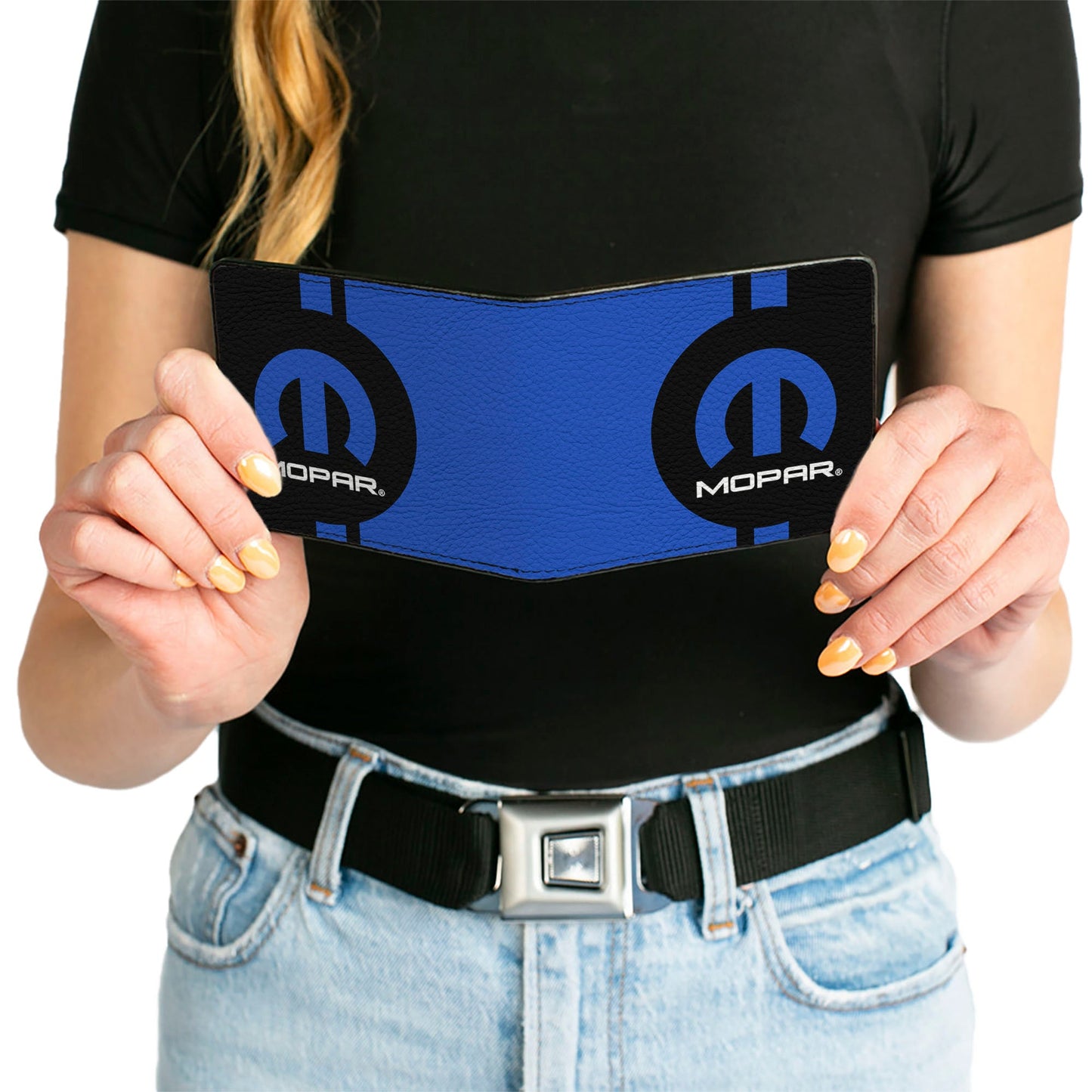Bi-Fold Wallet - MOPAR Logo Stripe2 Black Blue