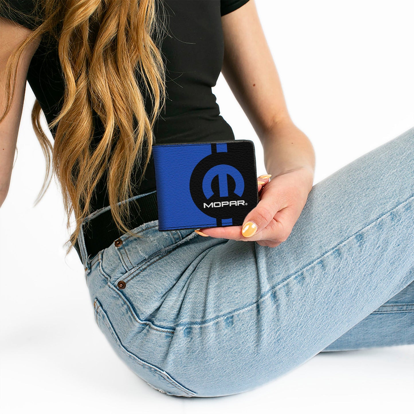 Bi-Fold Wallet - MOPAR Logo Stripe2 Black Blue