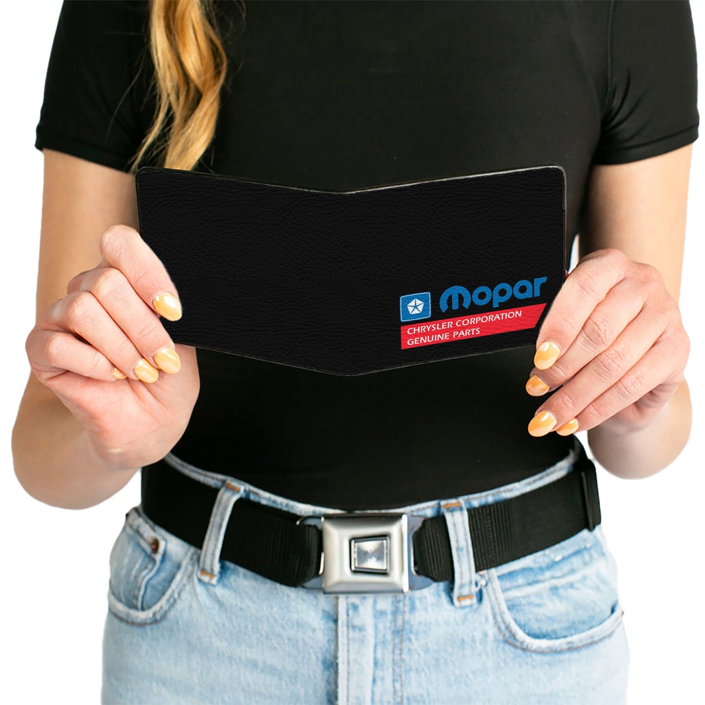 Bi-Fold Wallet - MOPAR 1985-1990 Logo-CHRYSLER CORPORATION GENUINE PARTS Black Blue Red White