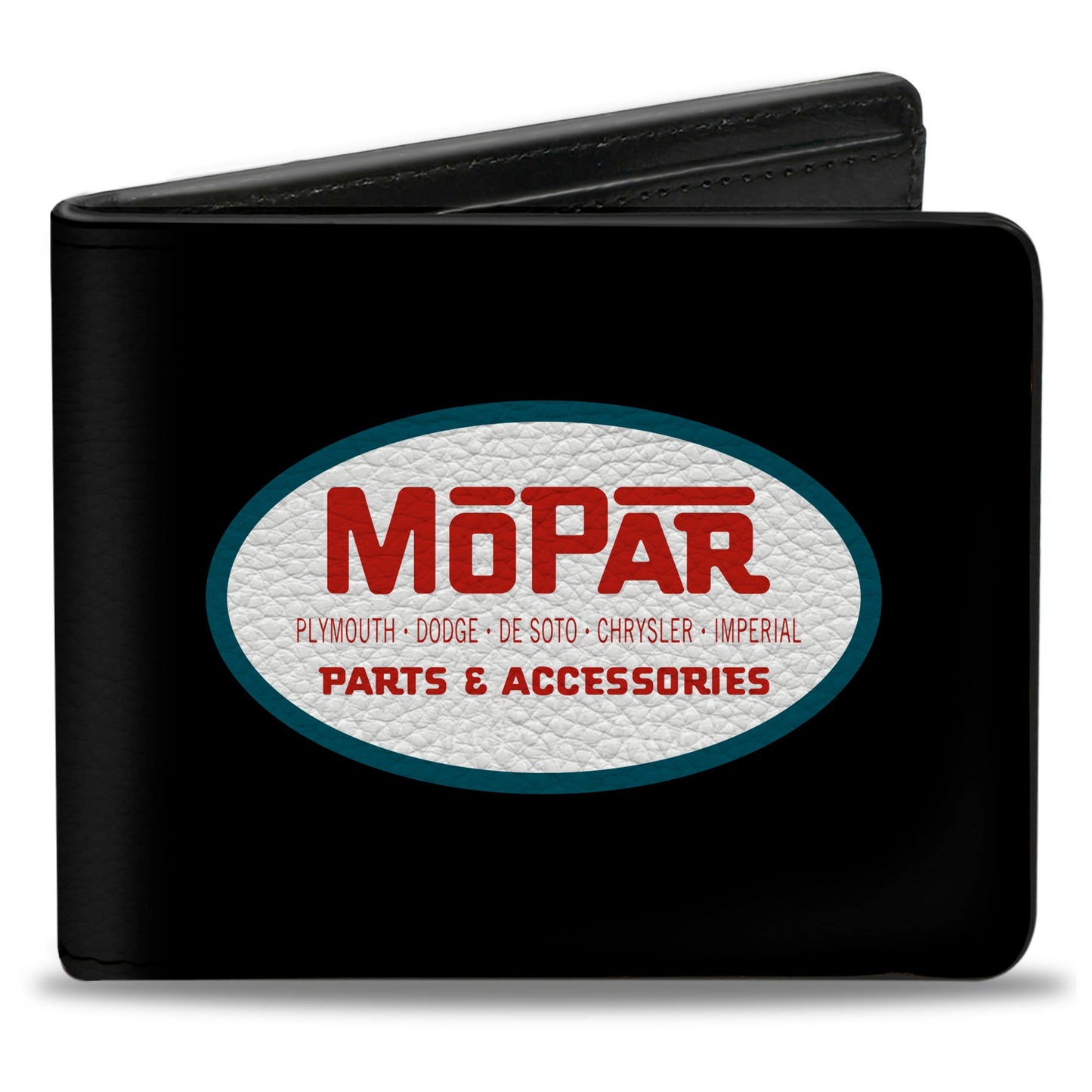 Bi-Fold Wallet - MOPAR 1954-1958 Logo + Side Stripe Black Blue Red
