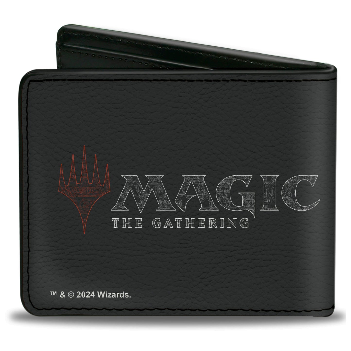 Bi-Fold Wallet - MAGIC THE GATHERING Black Mana Skull Icon and Title Logo Black/Grays