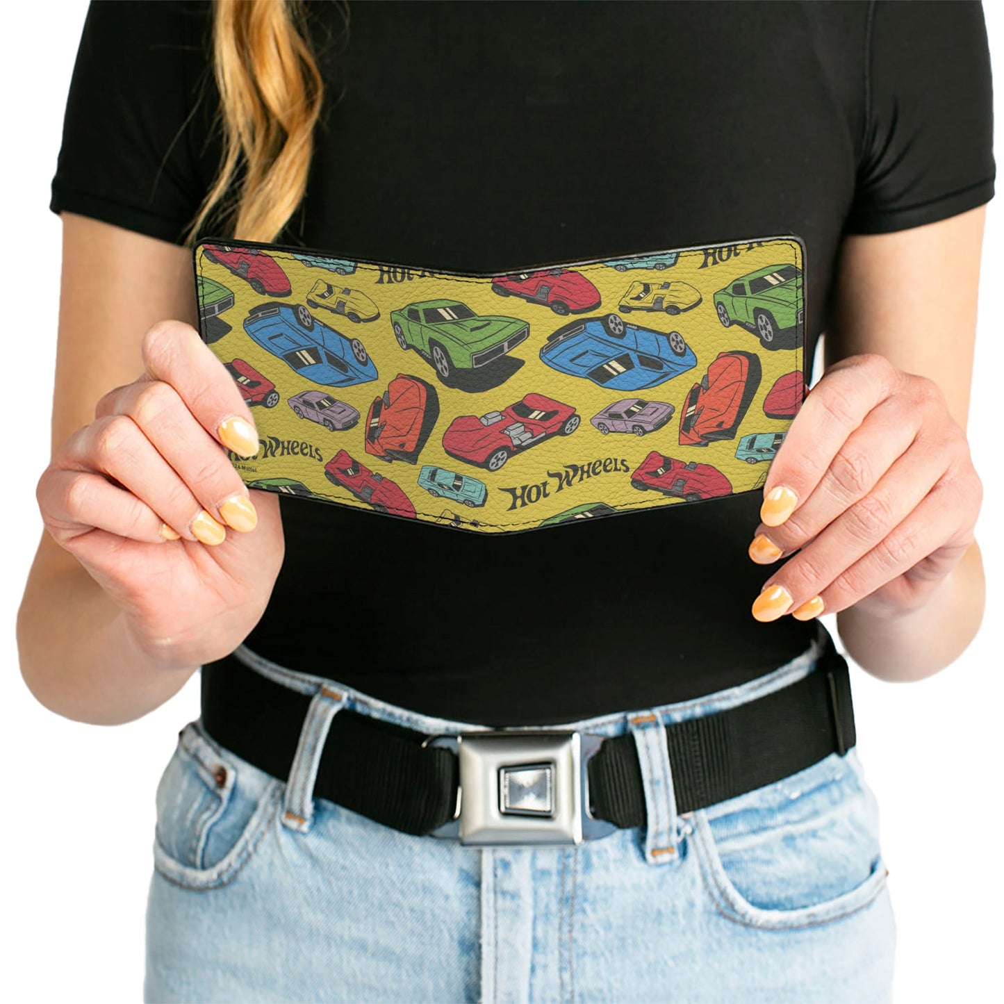 Bi-Fold Wallet - HOT WHEELS Cars Scattered Yellow/Multi Color