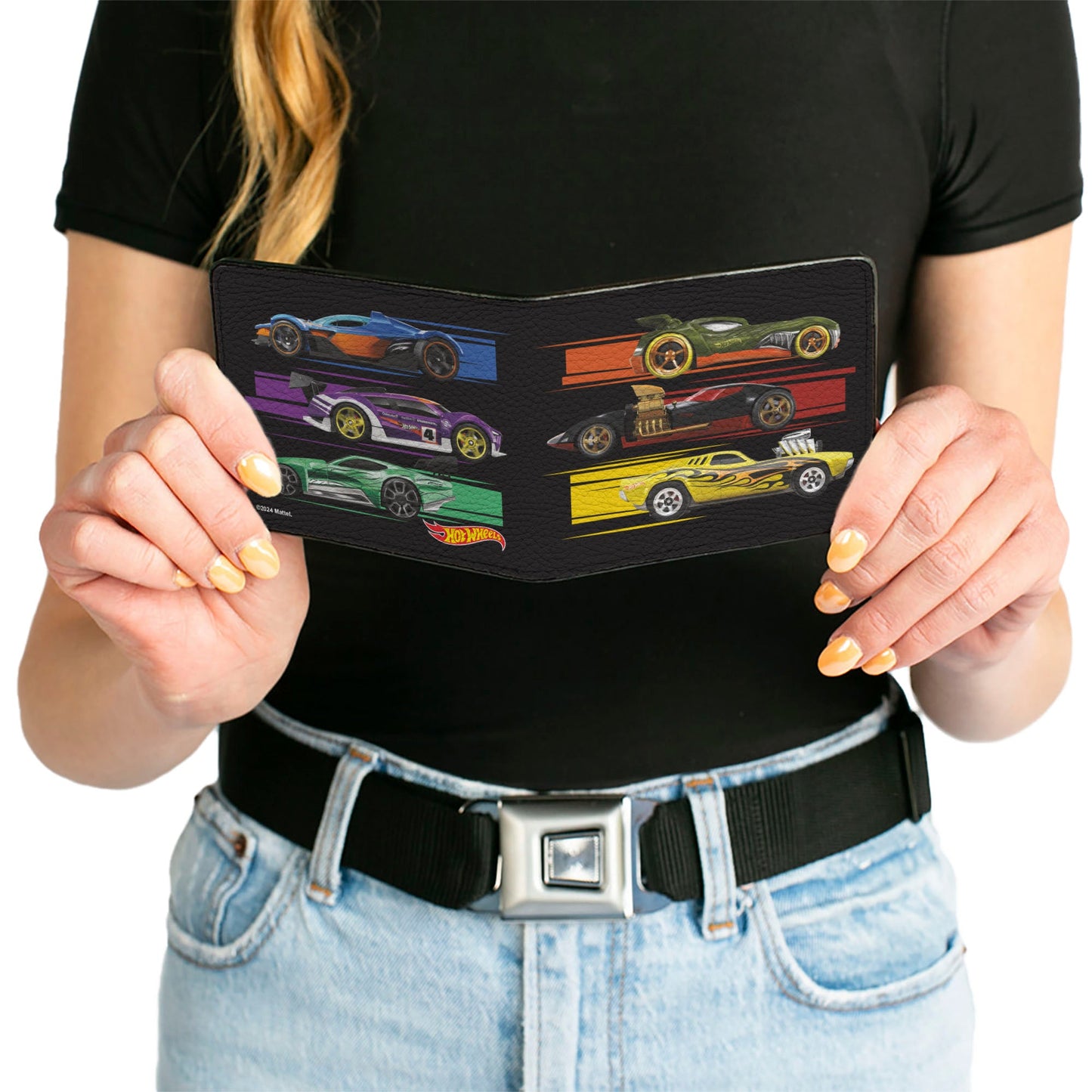 Bi-Fold Wallet - Hot Wheels Six Sportscar Profiles Black/Multi Color