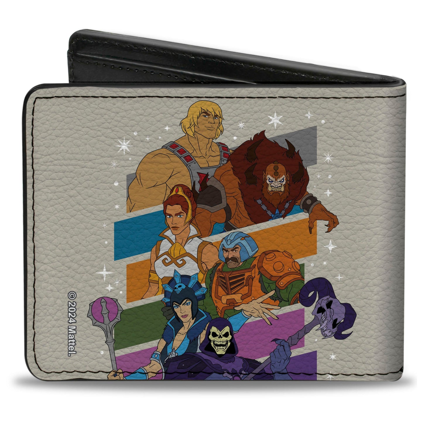 Bi-Fold Wallet - Masters of the Universe Character Stripe Poses White/Multi Color