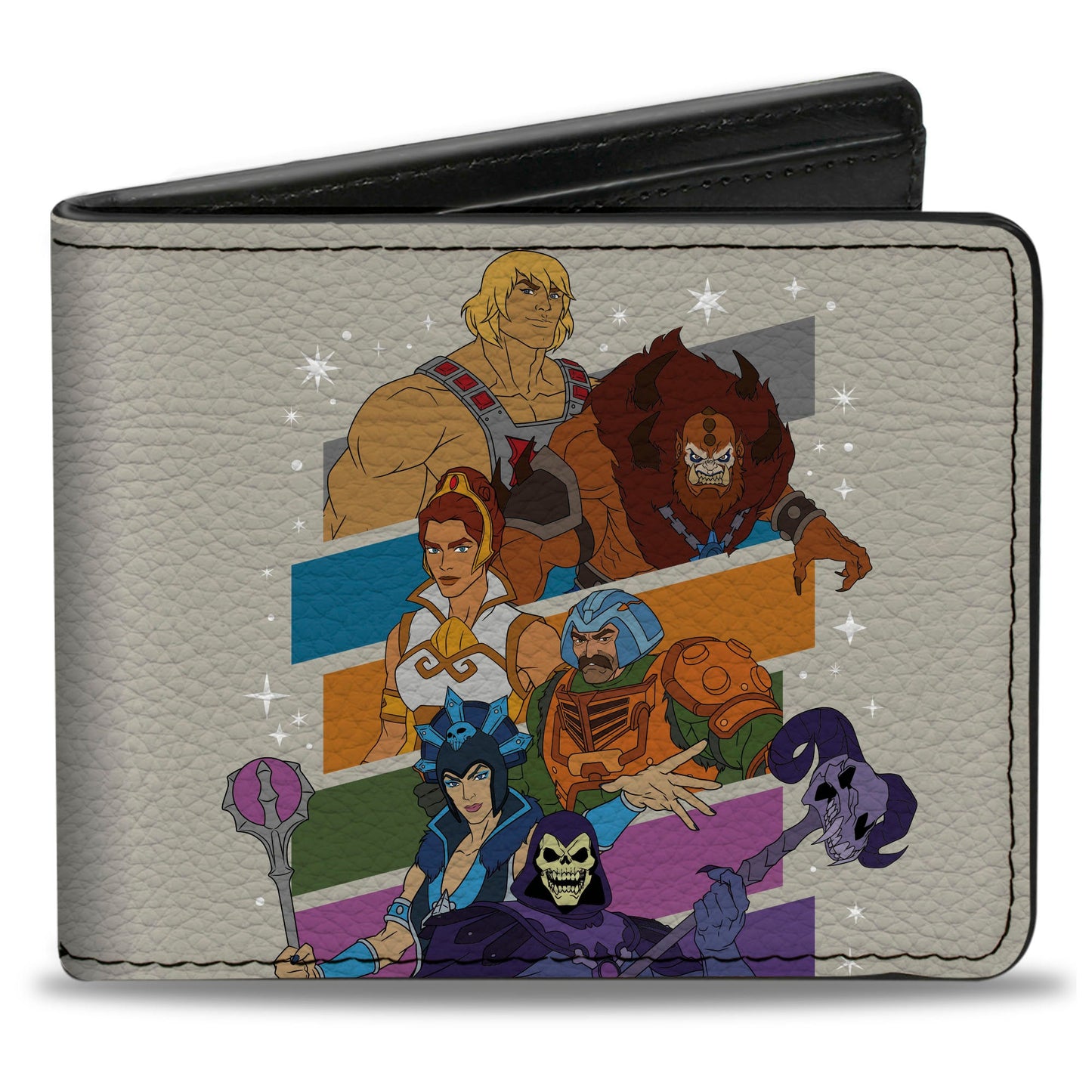 Bi-Fold Wallet - Masters of the Universe Character Stripe Poses White/Multi Color