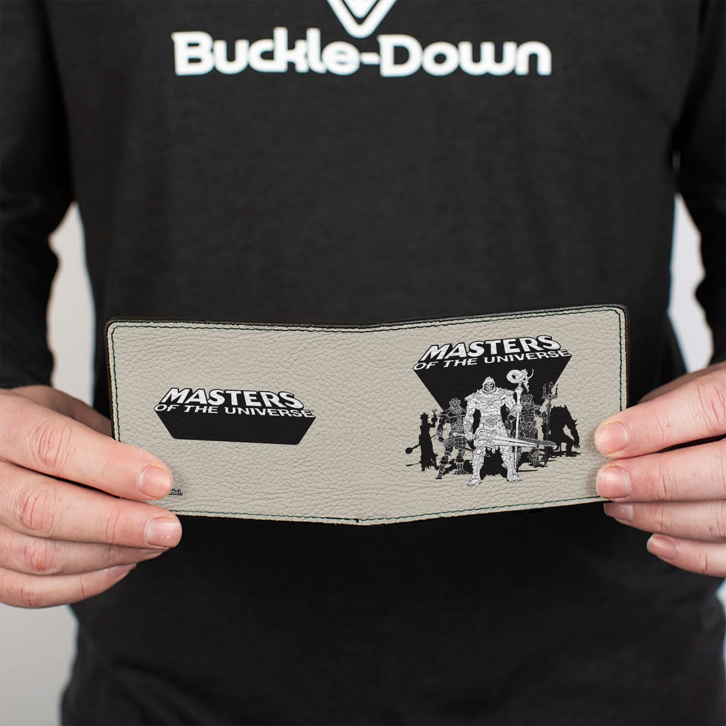 Bi-Fold Wallet - MASTERS OF THE UNIVERSE Skeletor and the Evil Ones Group Pose and Title Logo Gray/Black/White