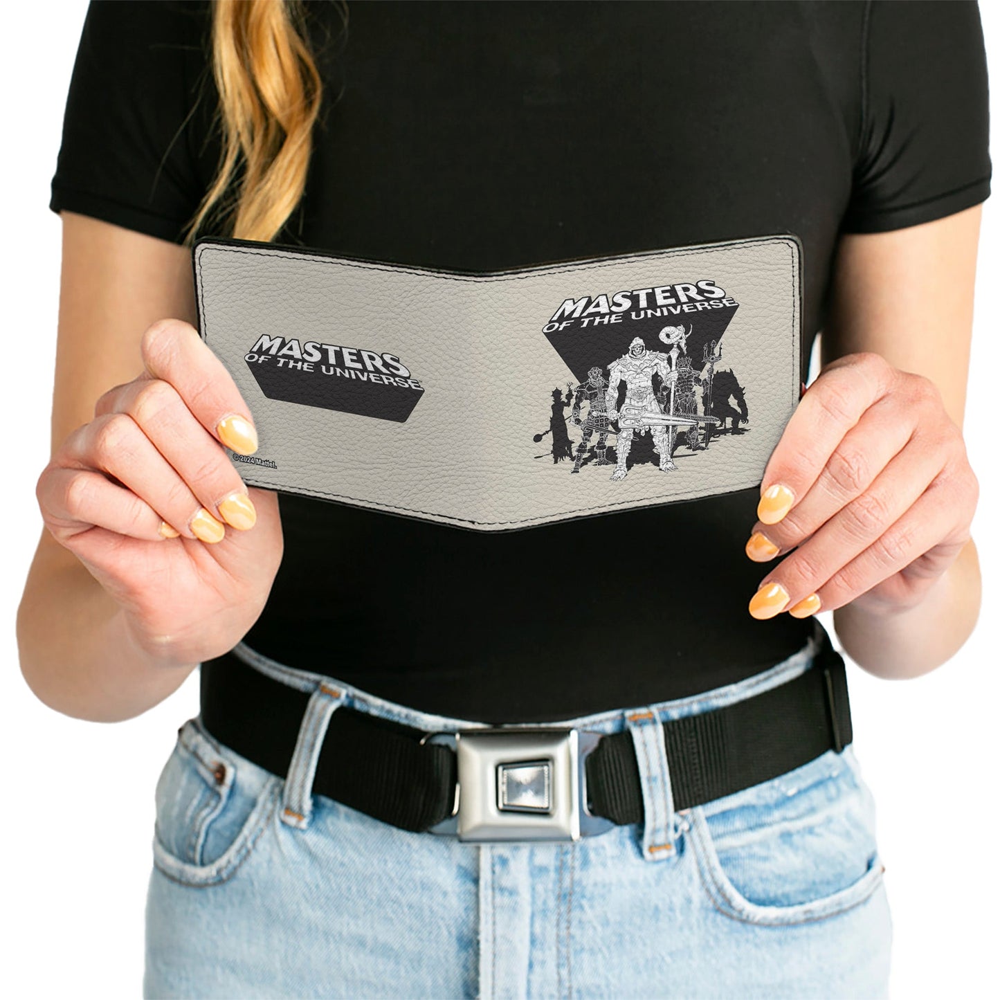 Bi-Fold Wallet - MASTERS OF THE UNIVERSE Skeletor and the Evil Ones Group Pose and Title Logo Gray/Black/White