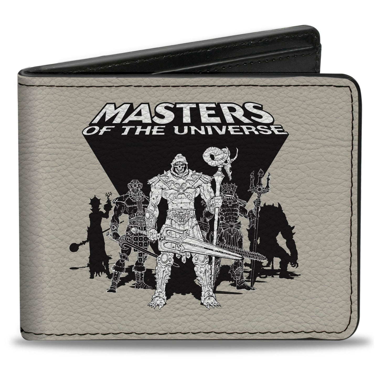 Bi-Fold Wallet - MASTERS OF THE UNIVERSE Skeletor and the Evil Ones Group Pose and Title Logo Gray/Black/White