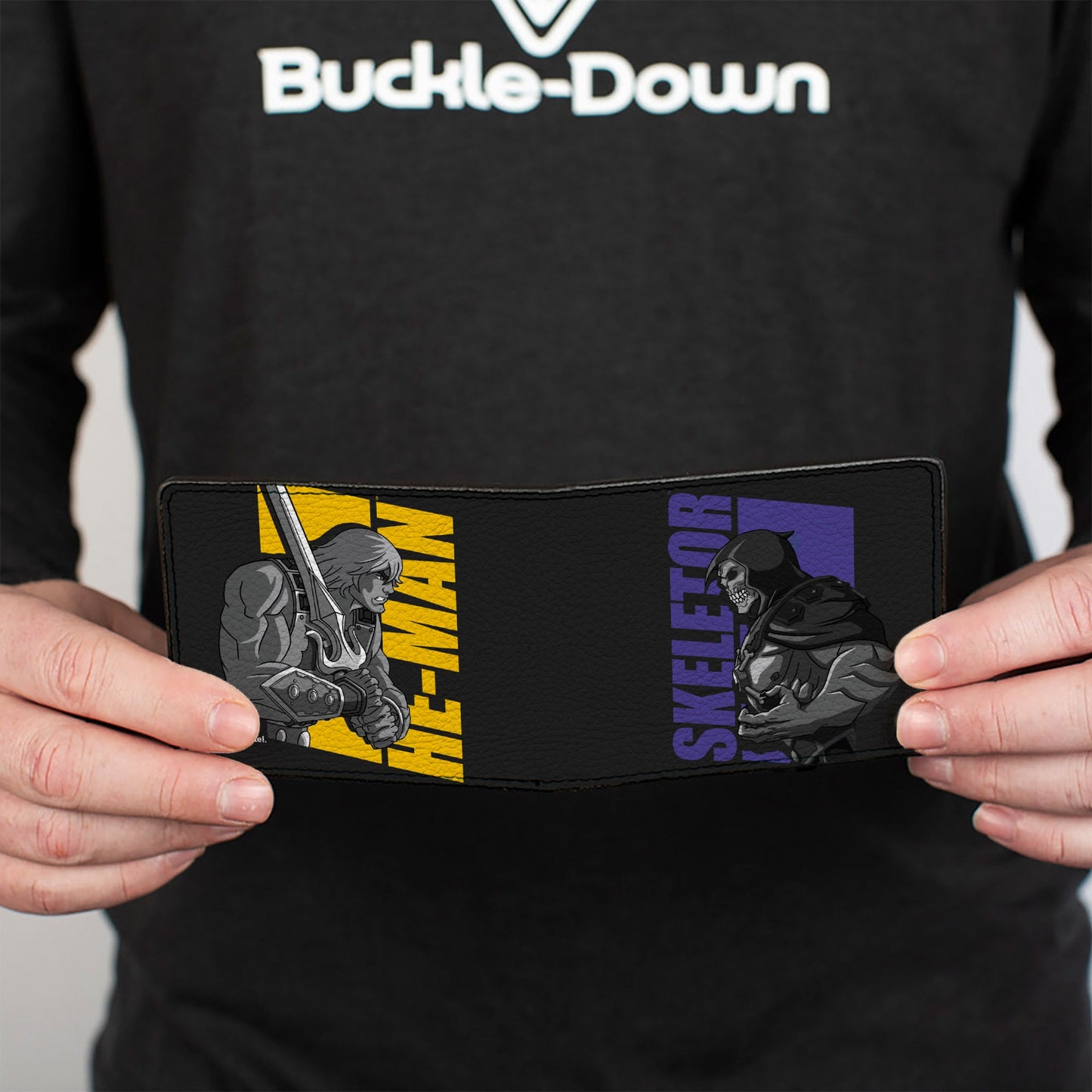 Bi-Fold Wallet - Masters of the Universe HE-MAN and SKELETOR Silhouette Text Poses Black