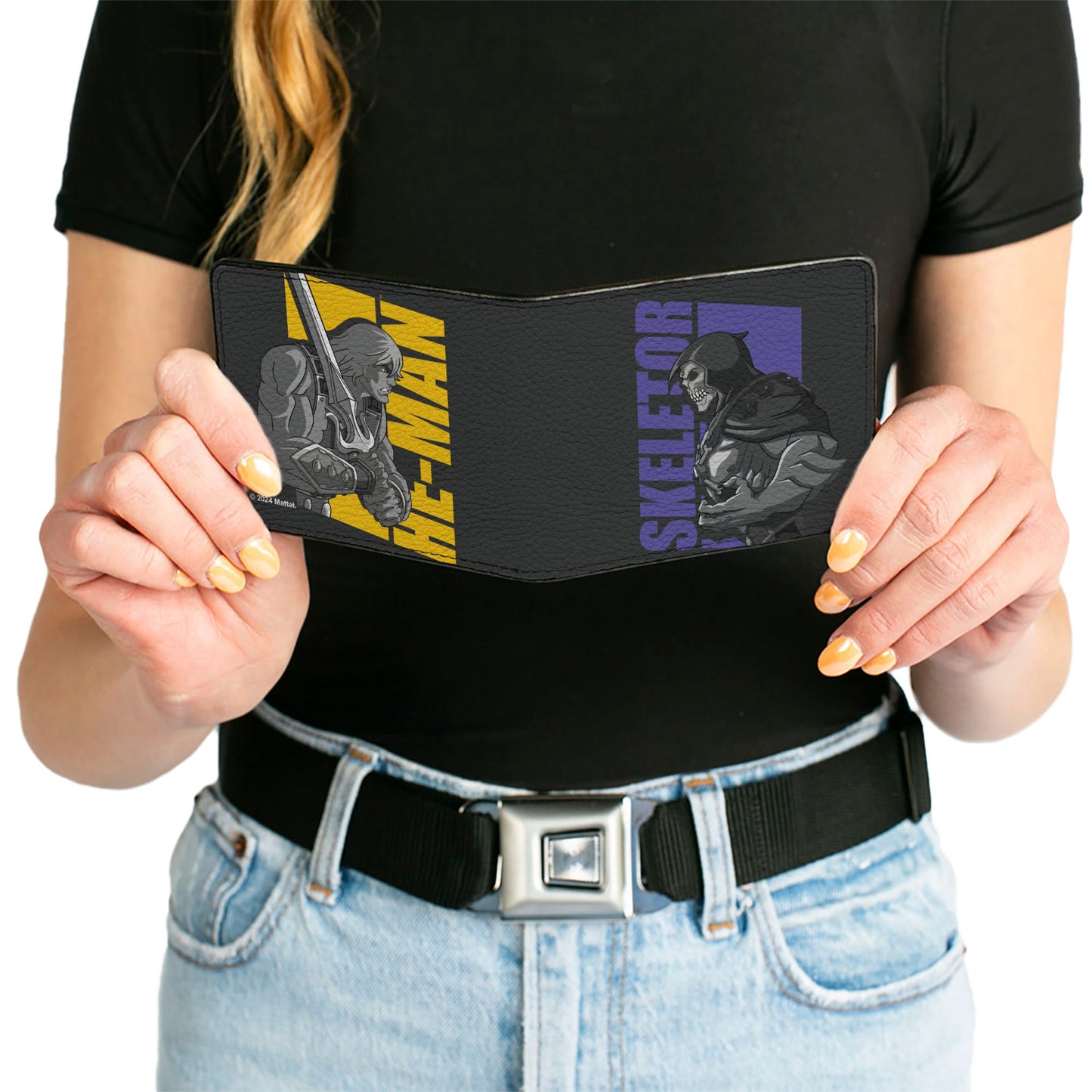 Bi-Fold Wallet - Masters of the Universe HE-MAN and SKELETOR Silhouette Text Poses Black