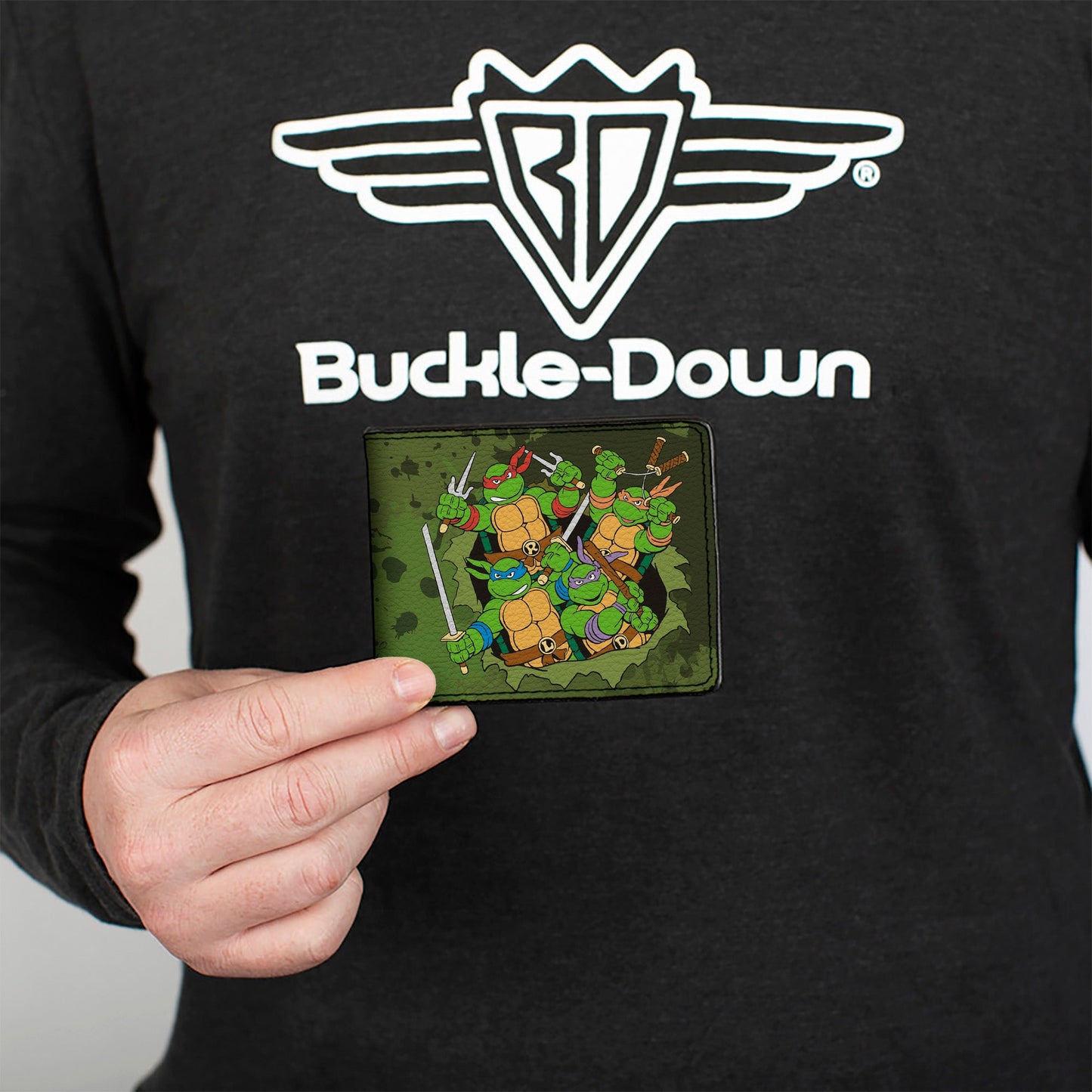 Bi-Fold Wallet - Classic TMNT Turtles Battle Pose9 + TEENAGE MUTANT NINJA TURTLES Logo Splatter Greens