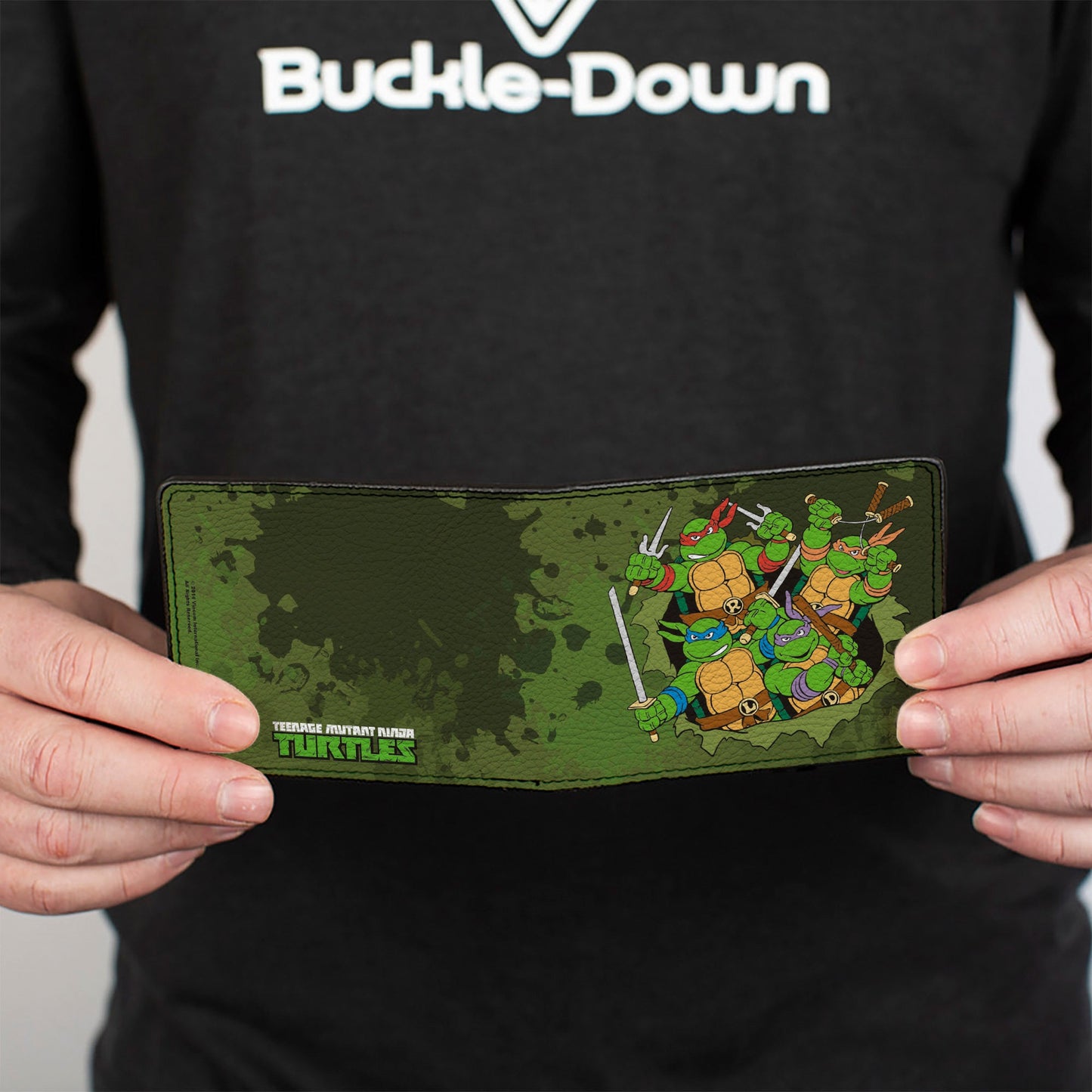 Bi-Fold Wallet - Classic TMNT Turtles Battle Pose9 + TEENAGE MUTANT NINJA TURTLES Logo Splatter Greens