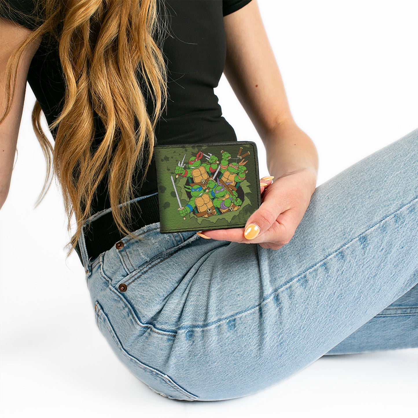 Bi-Fold Wallet - Classic TMNT Turtles Battle Pose9 + TEENAGE MUTANT NINJA TURTLES Logo Splatter Greens