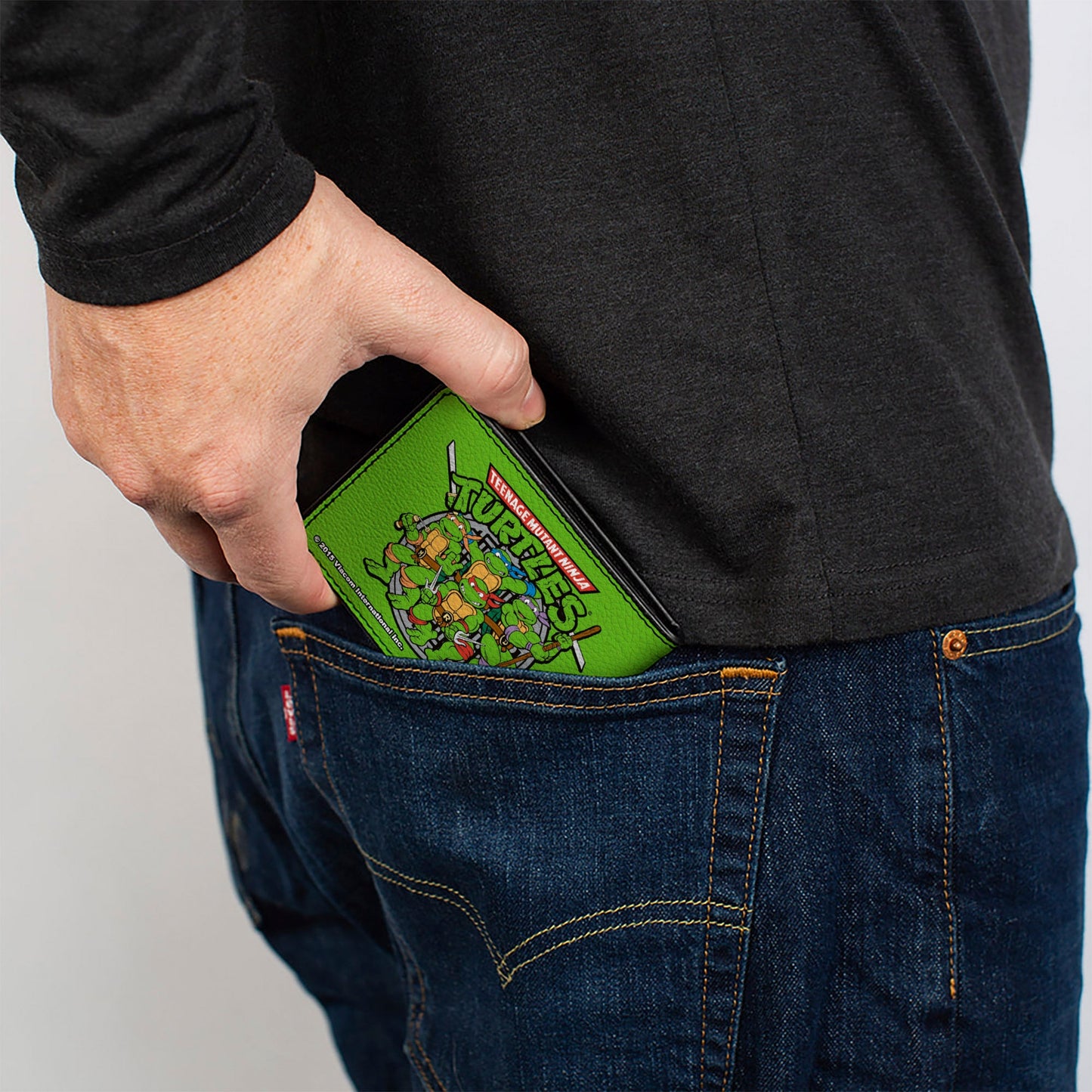 Bi-Fold Wallet - Classic TEENAGE MUTANT NINJA TURTLES Turtles Battle Pose8 Manhole Cover Green Black