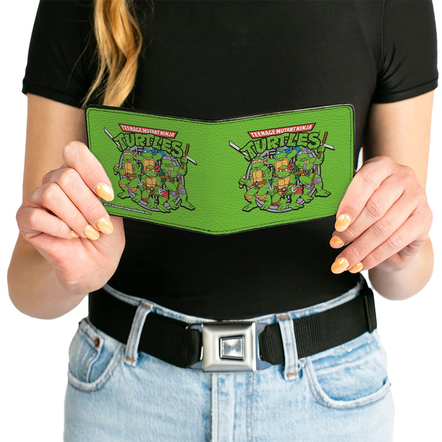 Bi-Fold Wallet - Classic TEENAGE MUTANT NINJA TURTLES Turtles Battle Pose8 Manhole Cover Green Black