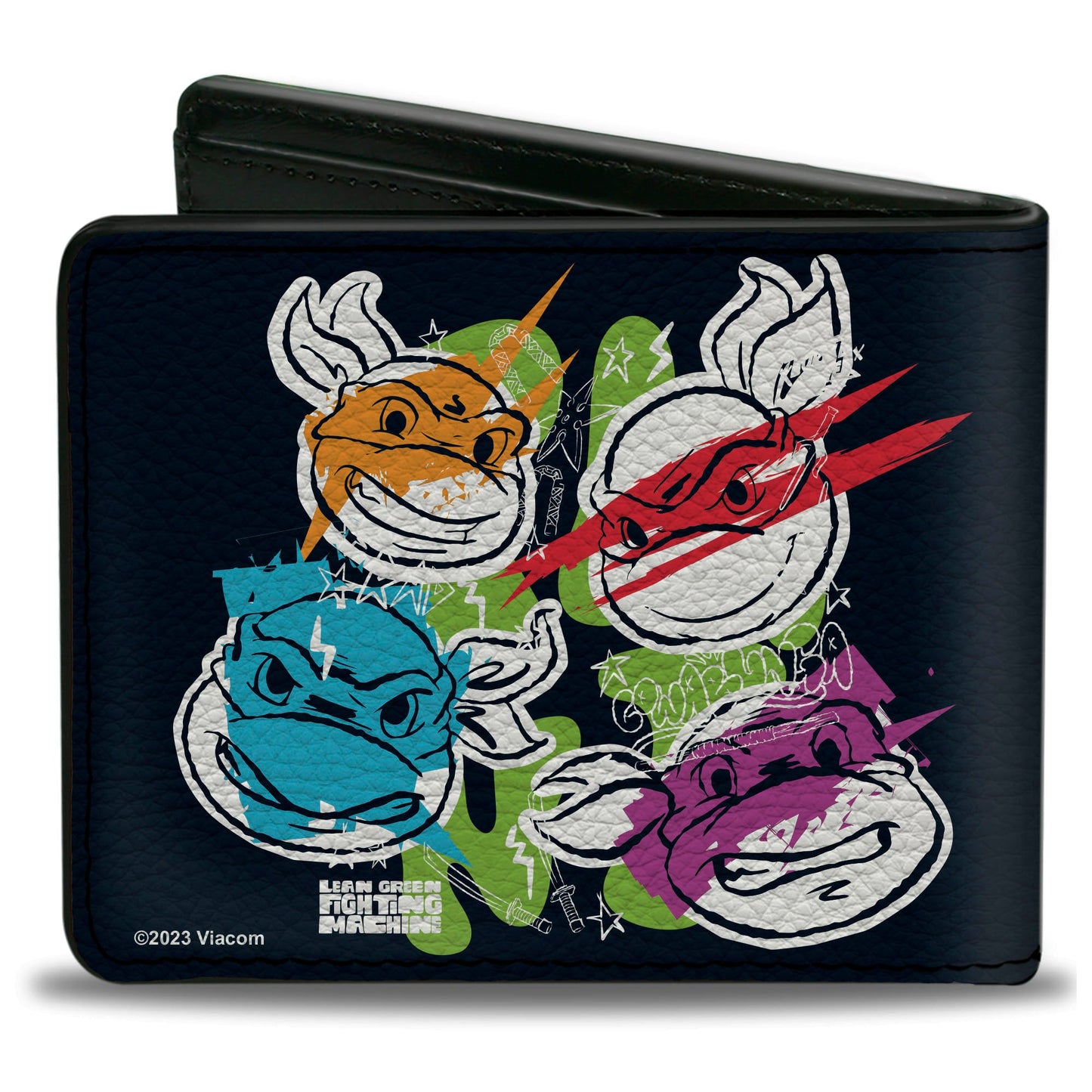 Bi-Fold Wallet - Teenage Mutant Ninja Turtles Faces and Doodles Black/White/Multi Color
