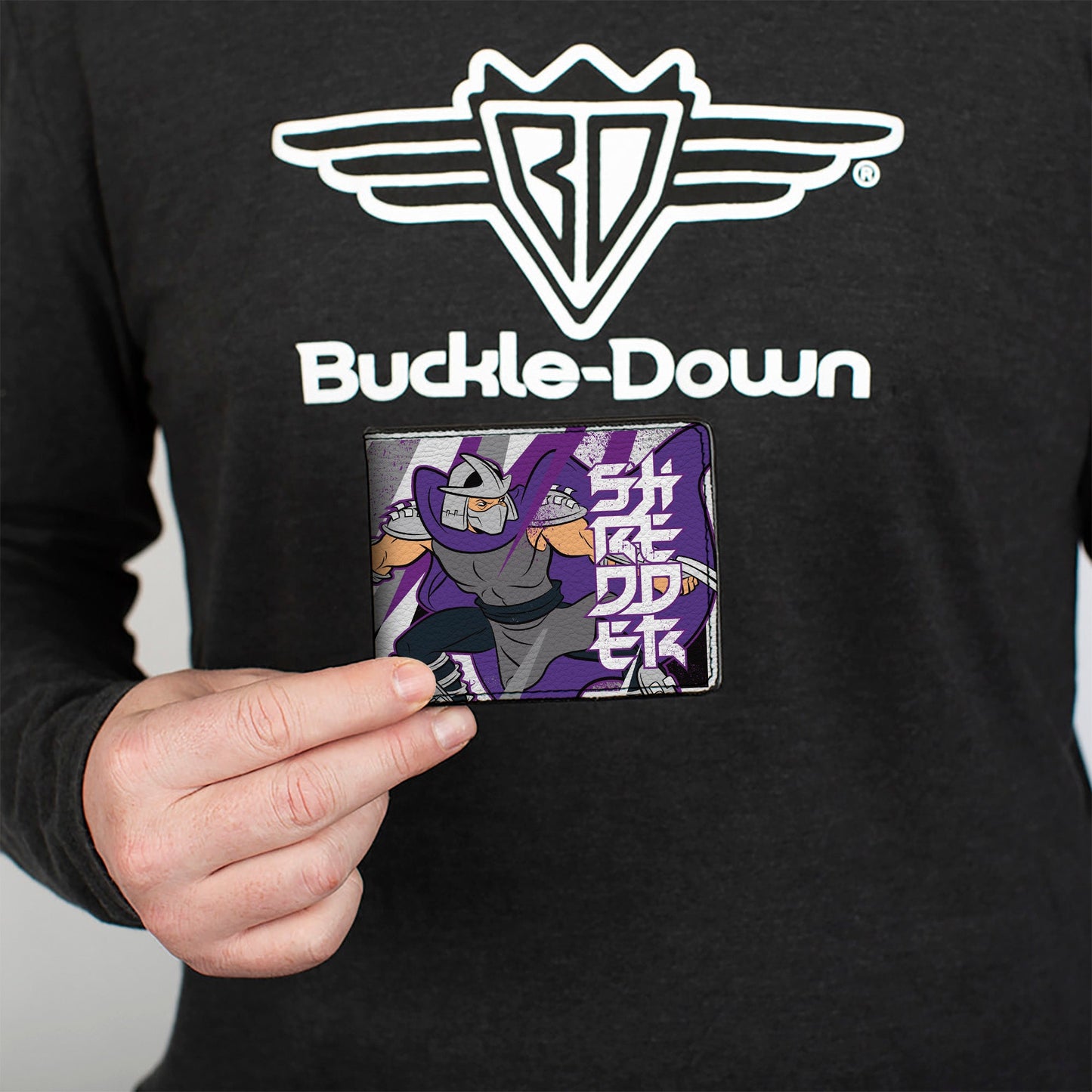 Bi-Fold Wallet - Teenage Mutant Ninja Turtles SHREDDER Action Pose and Text Black/Purples