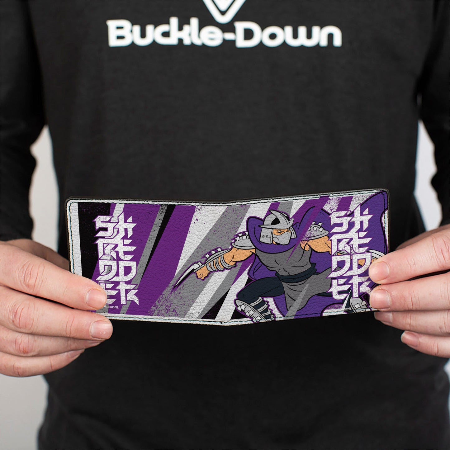 Bi-Fold Wallet - Teenage Mutant Ninja Turtles SHREDDER Action Pose and Text Black/Purples