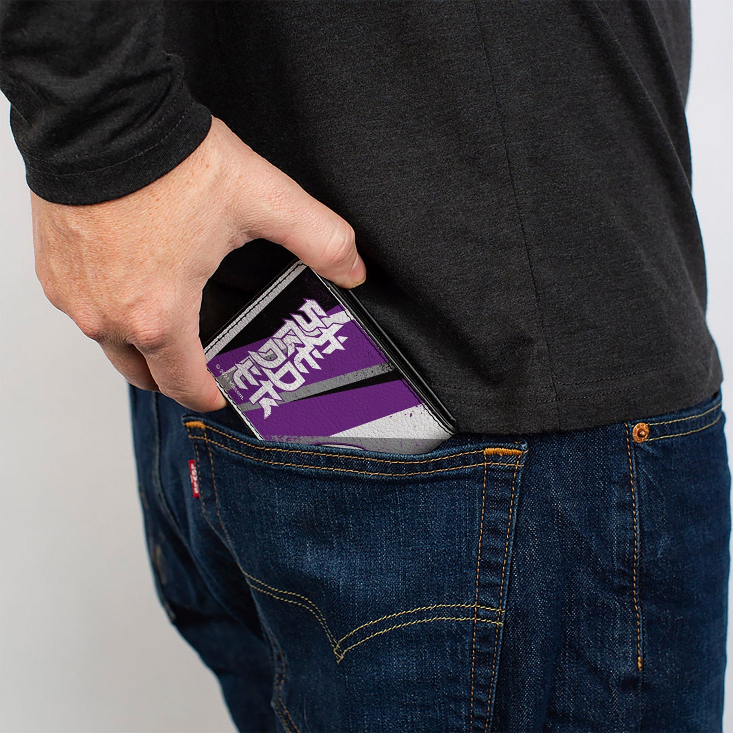 Bi-Fold Wallet - Teenage Mutant Ninja Turtles SHREDDER Action Pose and Text Black/Purples
