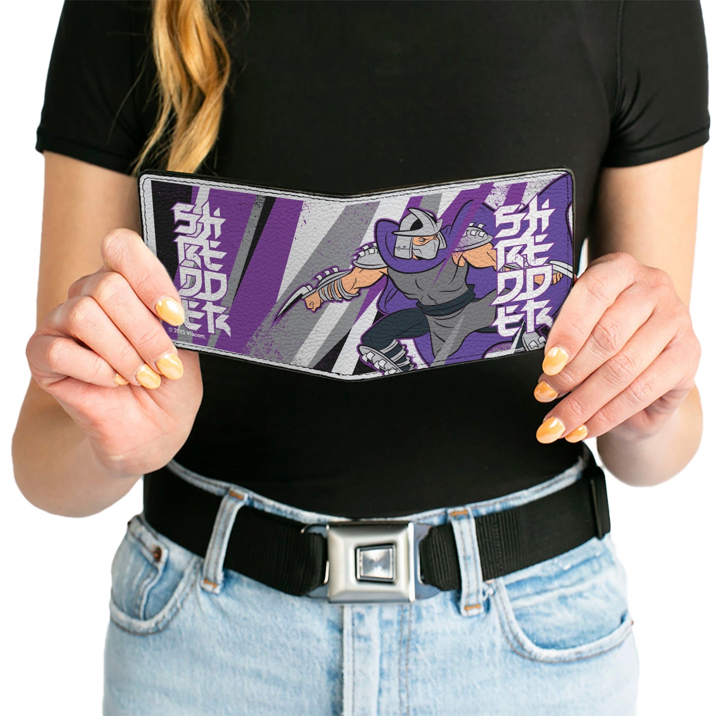 Bi-Fold Wallet - Teenage Mutant Ninja Turtles SHREDDER Action Pose and Text Black/Purples
