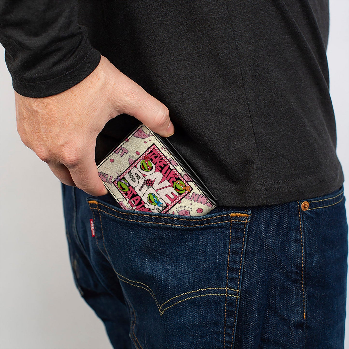 Bi-Fold Wallet - Teenage Mutant Ninja Turtles TAKE LIFE ONE SLICE AT A TIME Pizza Collage Beige/Reds