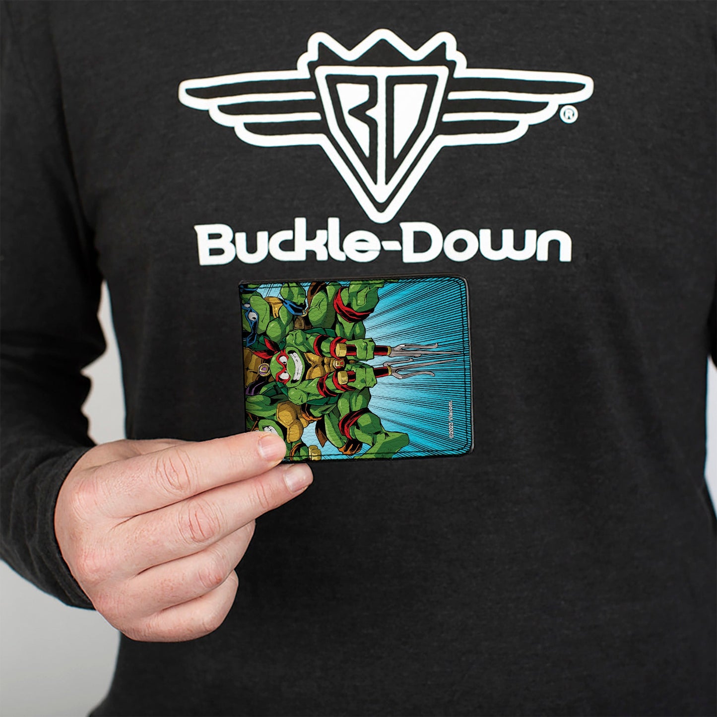 Bi-Fold Wallet - Teenage Mutant Ninja Turtles TURTLE POWER Group Pose Rays Blues