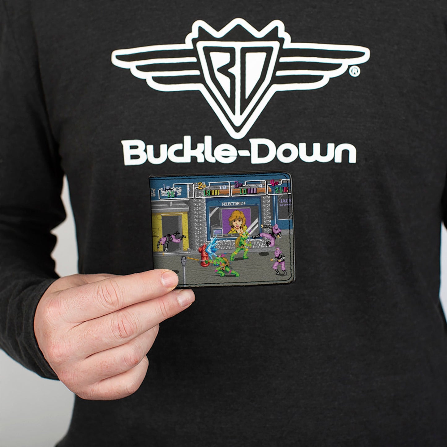 Bi-Fold Wallet - Teenage Mutant Ninja Turtles Battle Purple Foot Soldier Ninja Arcade Scene