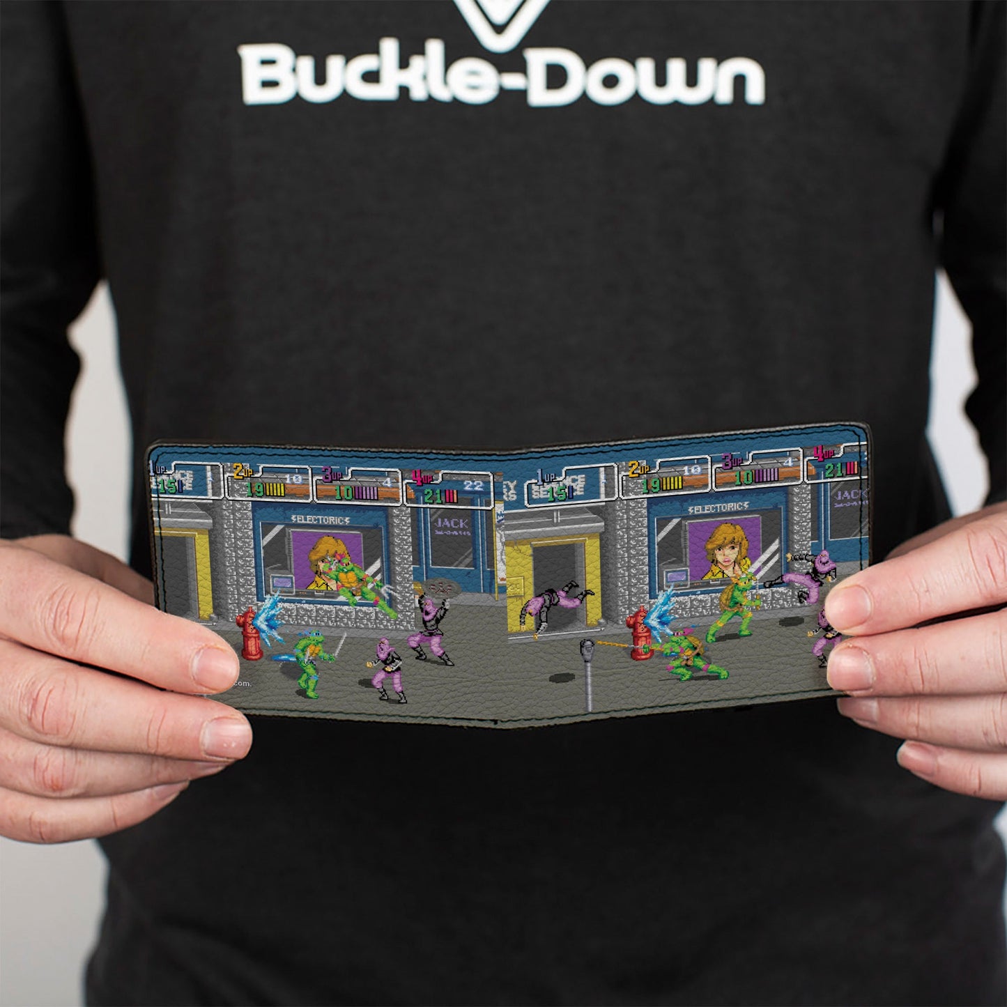Bi-Fold Wallet - Teenage Mutant Ninja Turtles Battle Purple Foot Soldier Ninja Arcade Scene