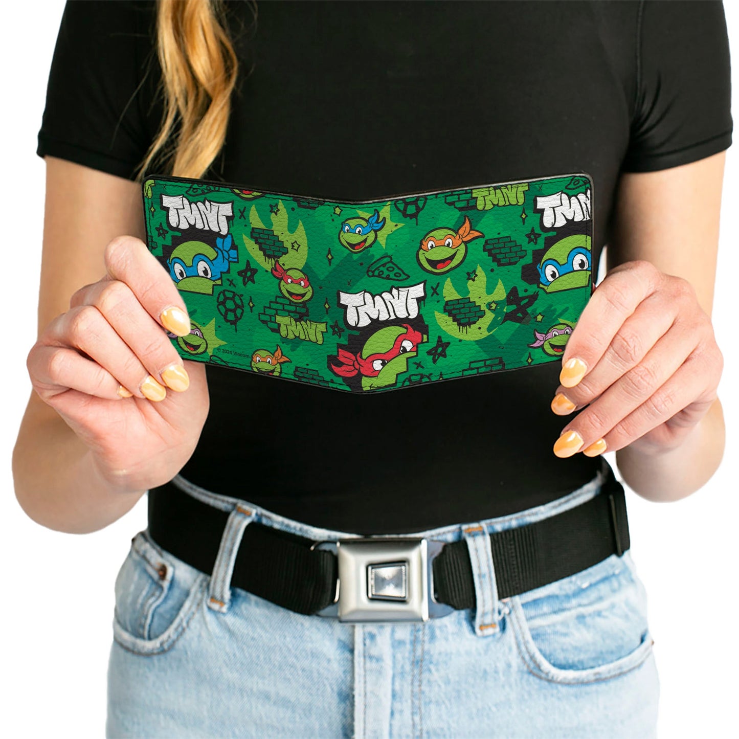 Bi-Fold Wallet - Teenage Mutant Ninja Turtles TMNT Faces Brick Wall Greens