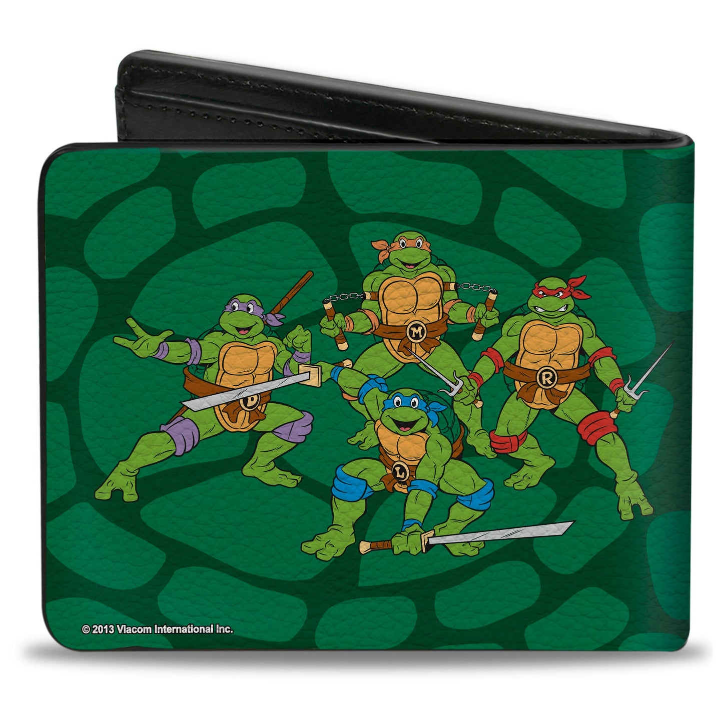 Bi-Fold Wallet - Classic TEENAGE MUTANT NINJA TURTLES Group Faces + Pose Turtle Shell Black Green