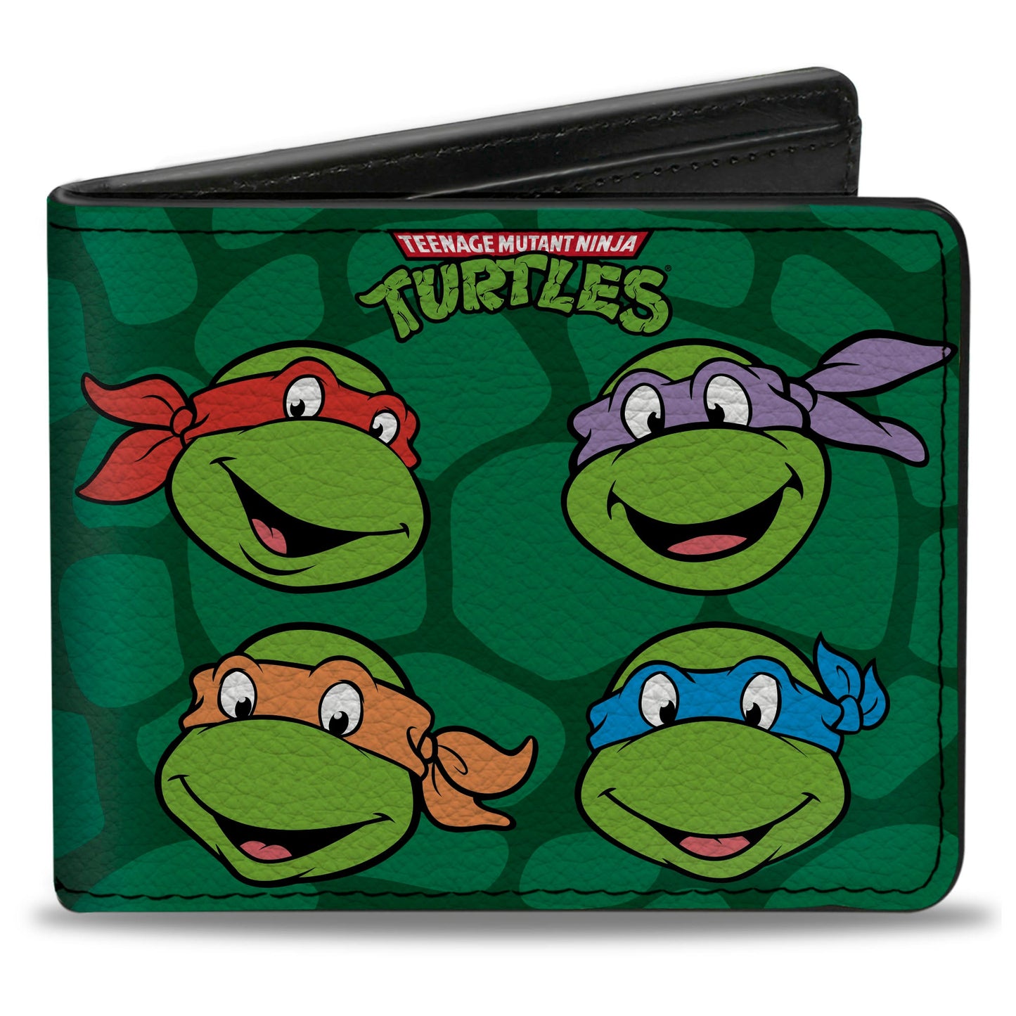Bi-Fold Wallet - Classic TEENAGE MUTANT NINJA TURTLES Group Faces + Pose Turtle Shell Black Green