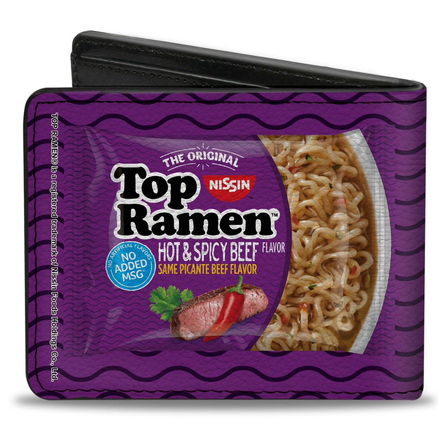 Bi-Fold Wallet - Top Ramen Vivid Beef + Hot & Spicy Beef Packages Noodle Wave Red Purple Black