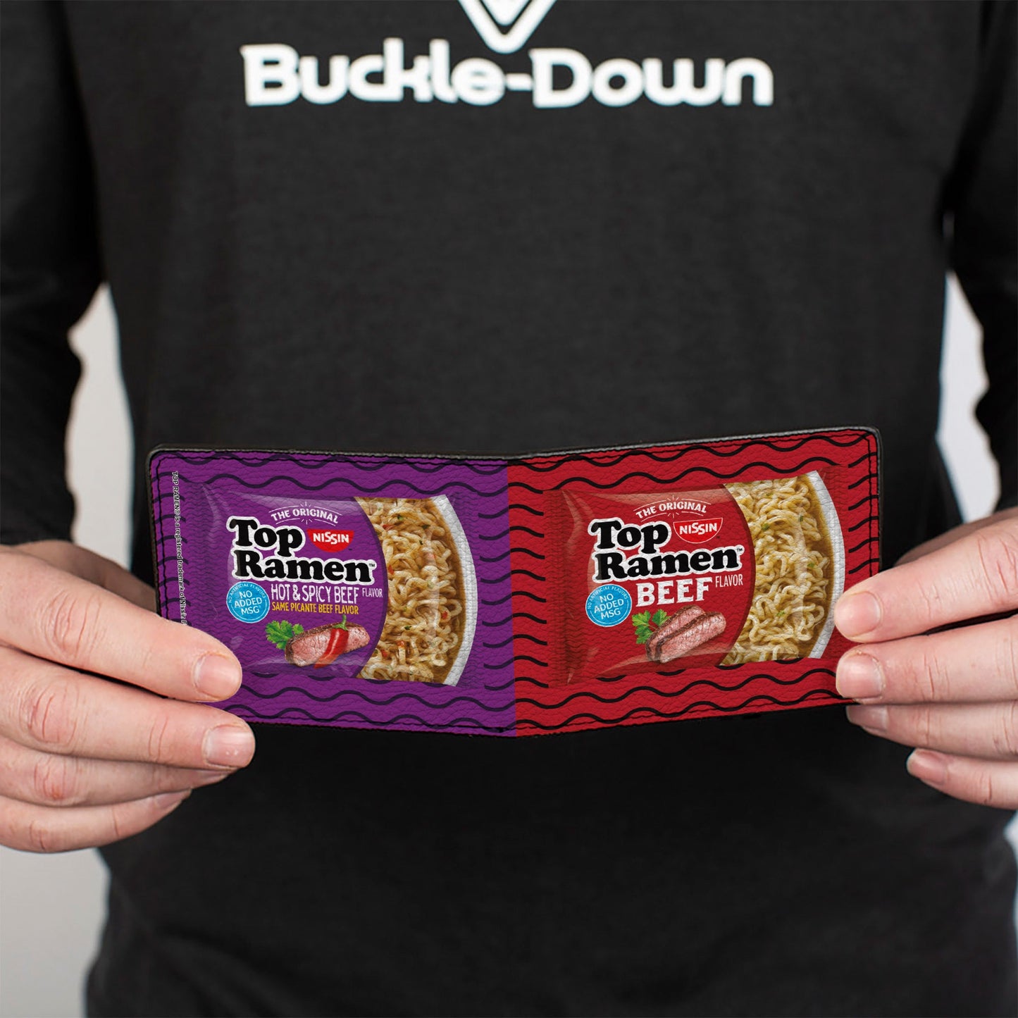 Bi-Fold Wallet - Top Ramen Vivid Beef + Hot & Spicy Beef Packages Noodle Wave Red Purple Black