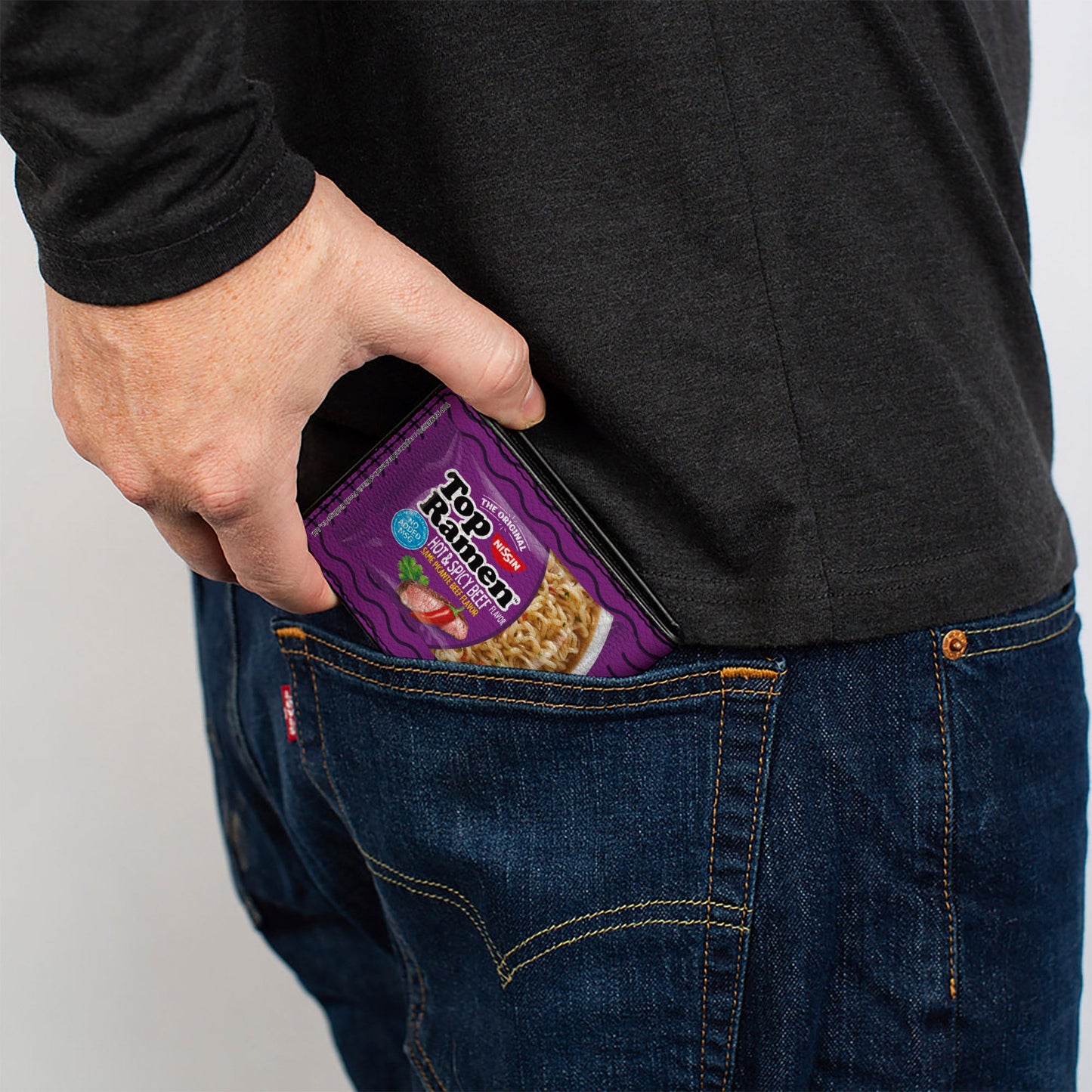 Bi-Fold Wallet - Top Ramen Vivid Beef + Hot & Spicy Beef Packages Noodle Wave Red Purple Black