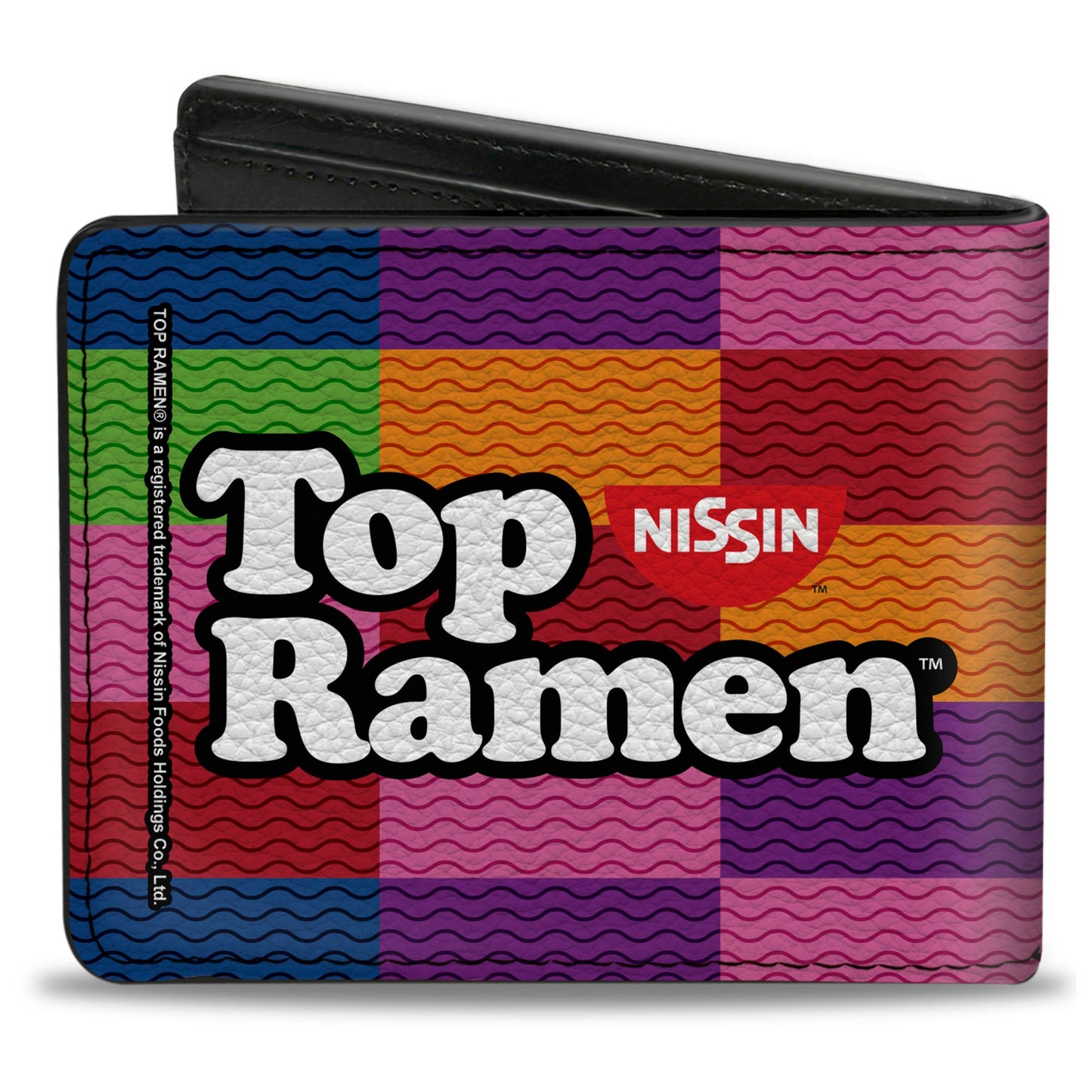 Bi-Fold Wallet - TOP RAMEN Noodle Wave Blocks Multi Color Black White