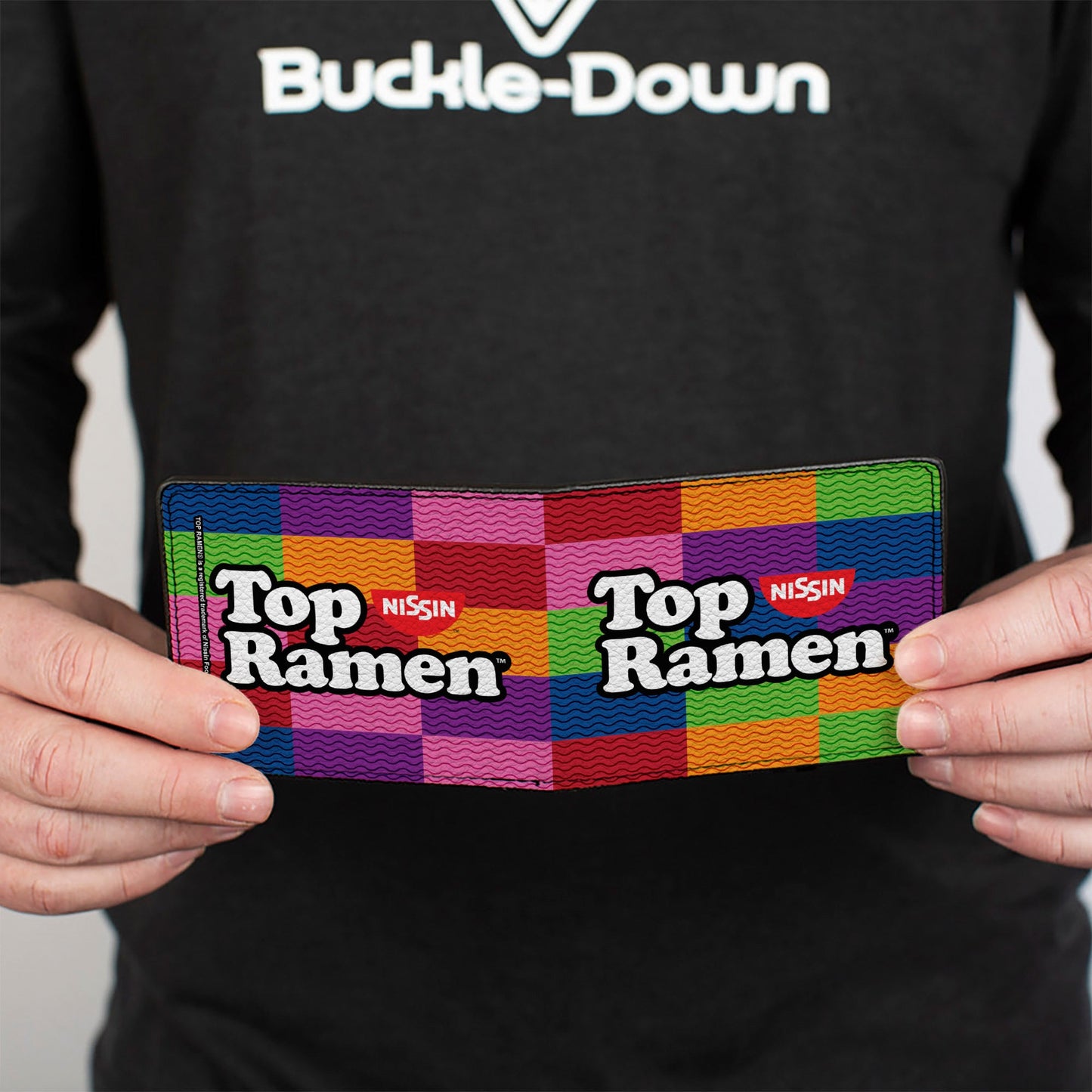 Bi-Fold Wallet - TOP RAMEN Noodle Wave Blocks Multi Color Black White