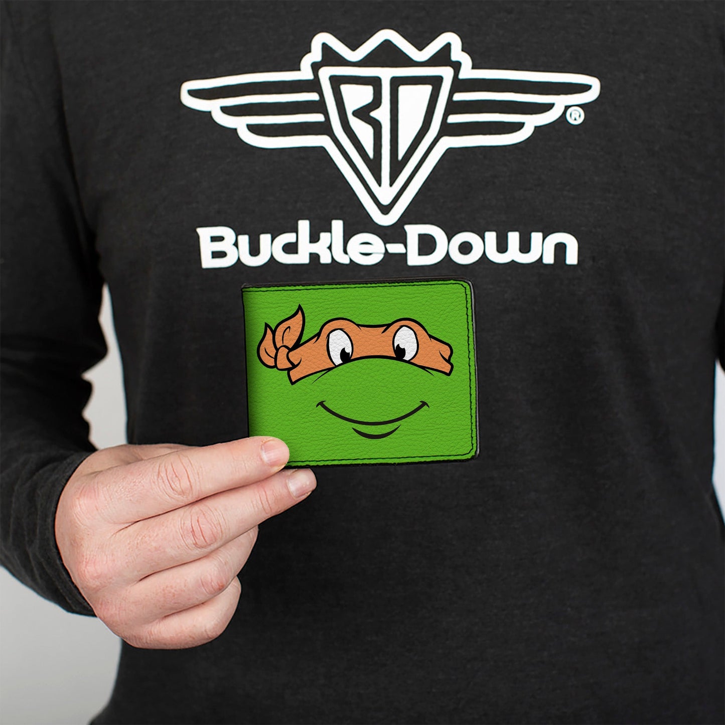 Bi-Fold Wallet - Classic TMNT Michaelangelo Face CLOSE-UP Green Orange