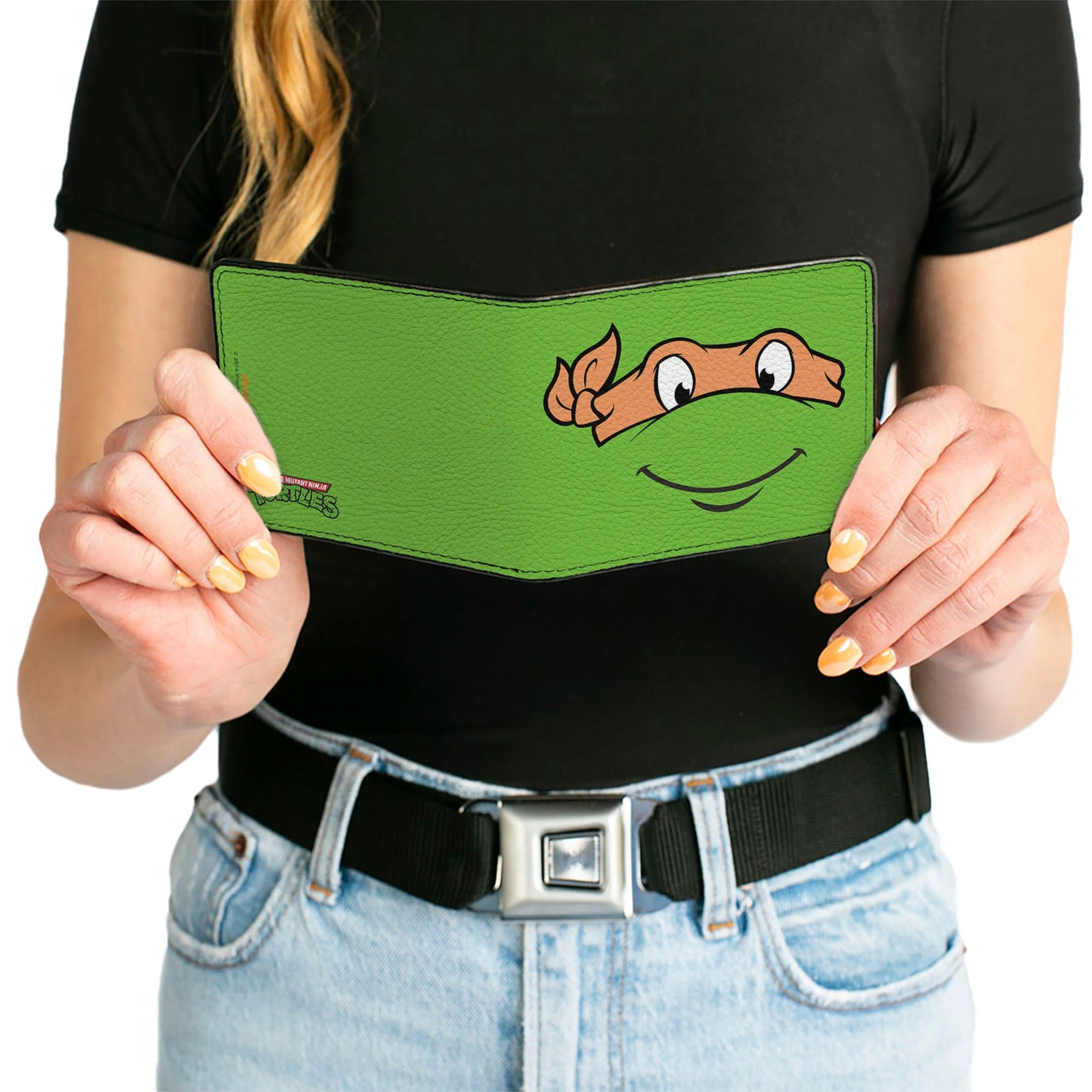 Bi-Fold Wallet - Classic TMNT Michaelangelo Face CLOSE-UP Green Orange