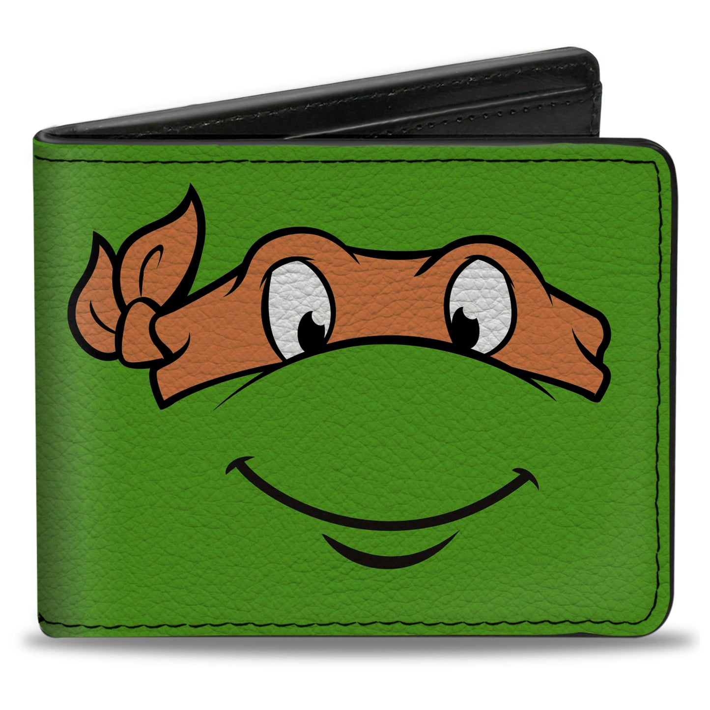 Bi-Fold Wallet - Classic TMNT Michaelangelo Face CLOSE-UP Green Orange