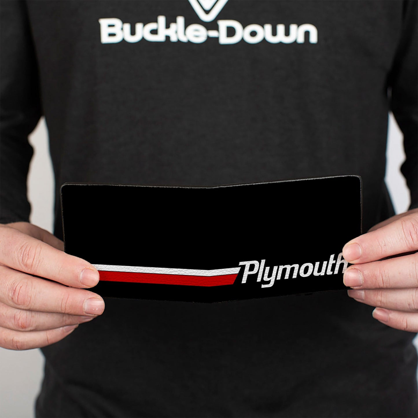 Bi-Fold Wallet - PLYMOUTH Text Stripe Black White Red