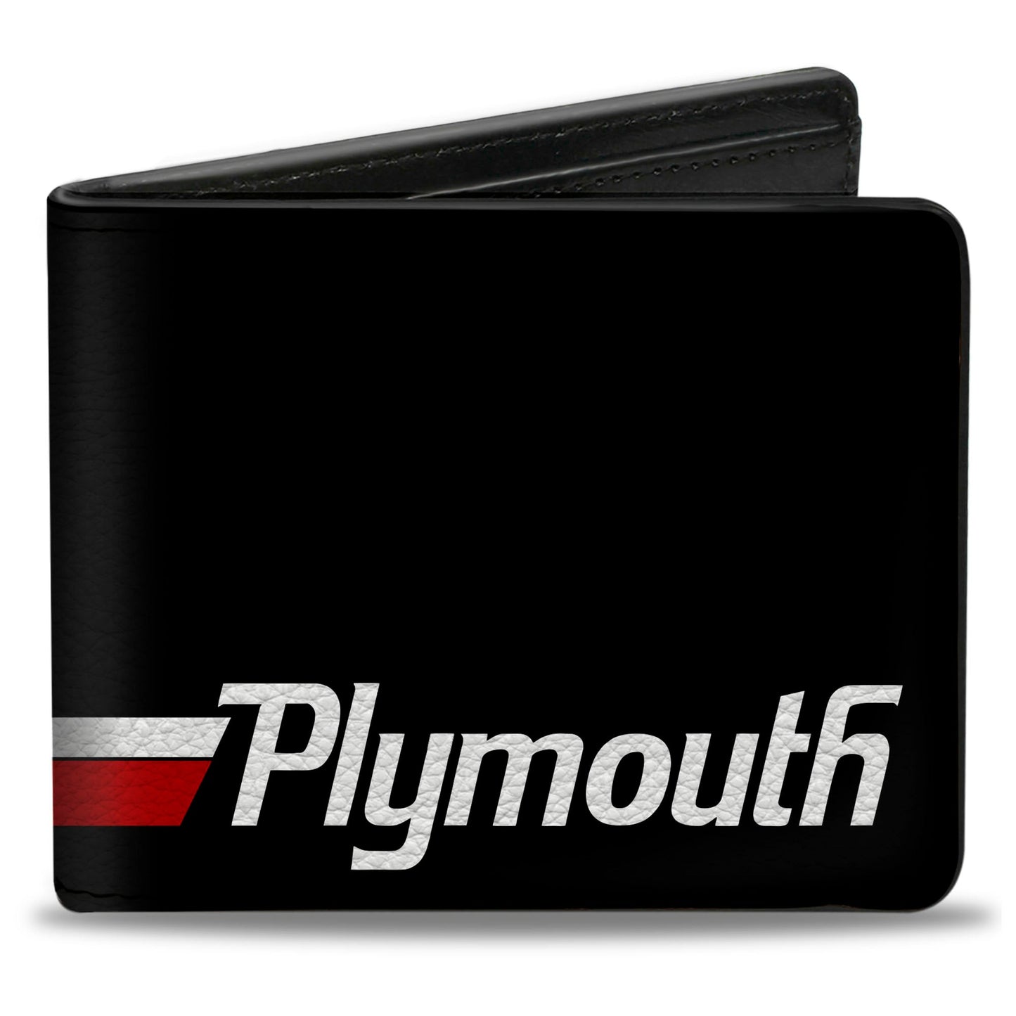 Bi-Fold Wallet - PLYMOUTH Text Stripe Black White Red