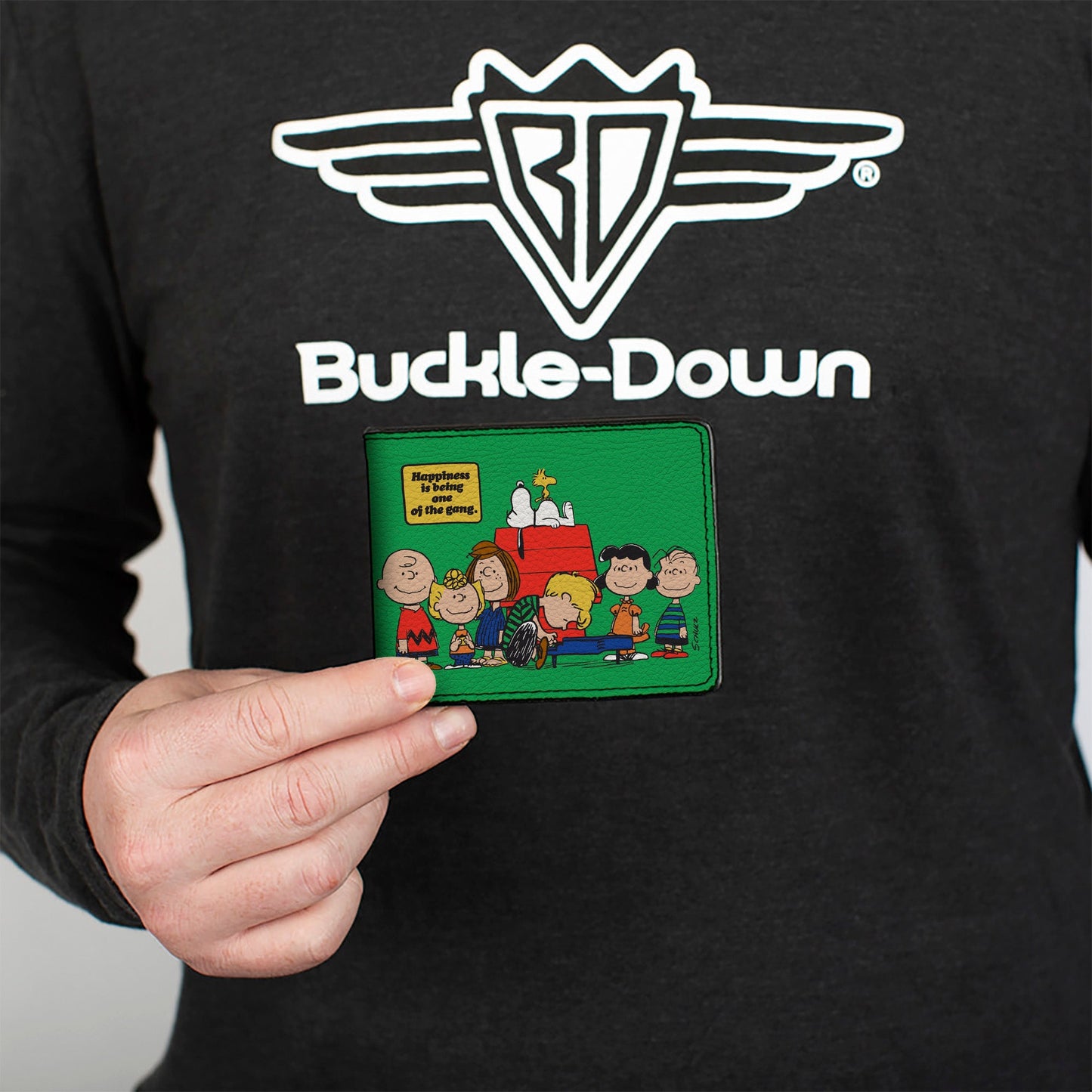 Bi-Fold Wallet - Peanuts Gang HAPINESS IS BEING ONE OF THE GANG Group Pose Green