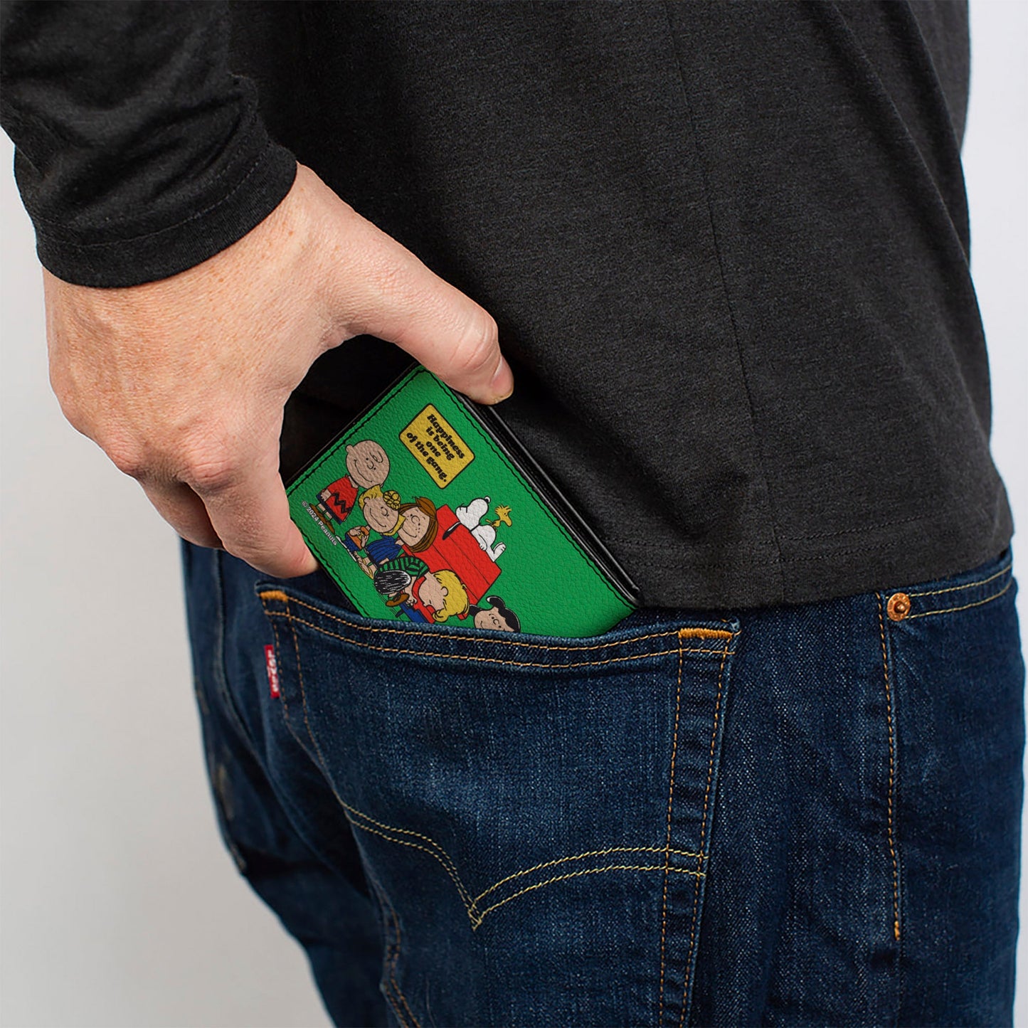 Bi-Fold Wallet - Peanuts Gang HAPINESS IS BEING ONE OF THE GANG Group Pose Green