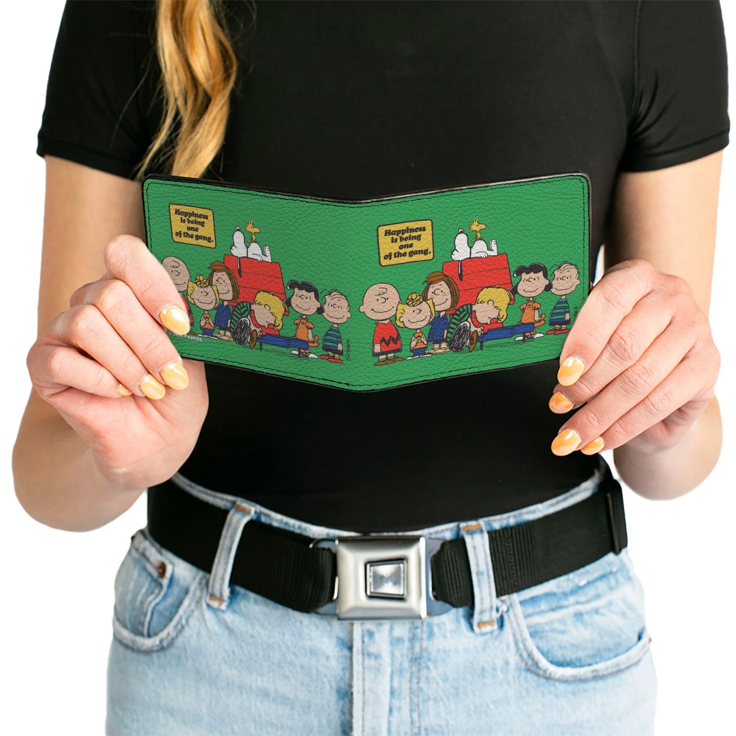 Bi-Fold Wallet - Peanuts Gang HAPINESS IS BEING ONE OF THE GANG Group Pose Green