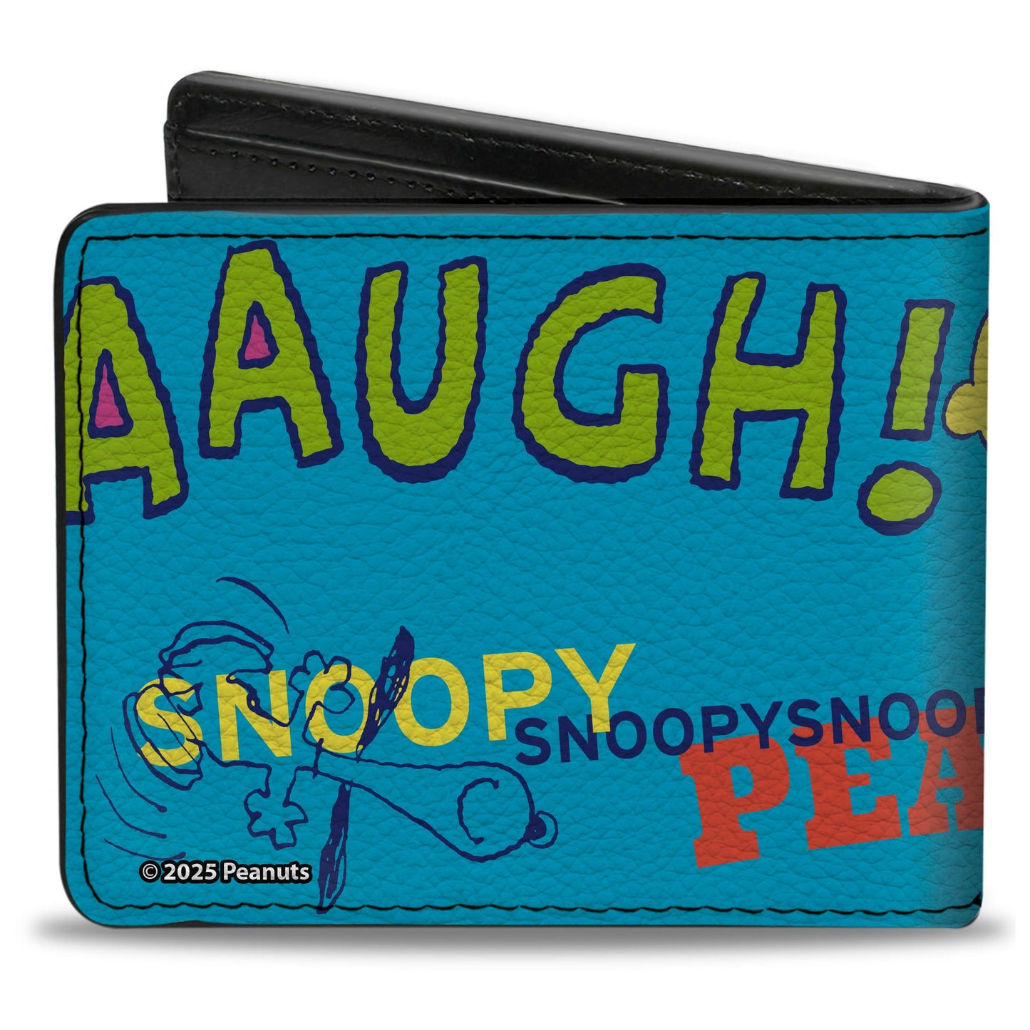 Bi-Fold Wallet - PEANUTS Charlie Brown Snoopy and Woodstock Typography Collage Blue/Multi Color