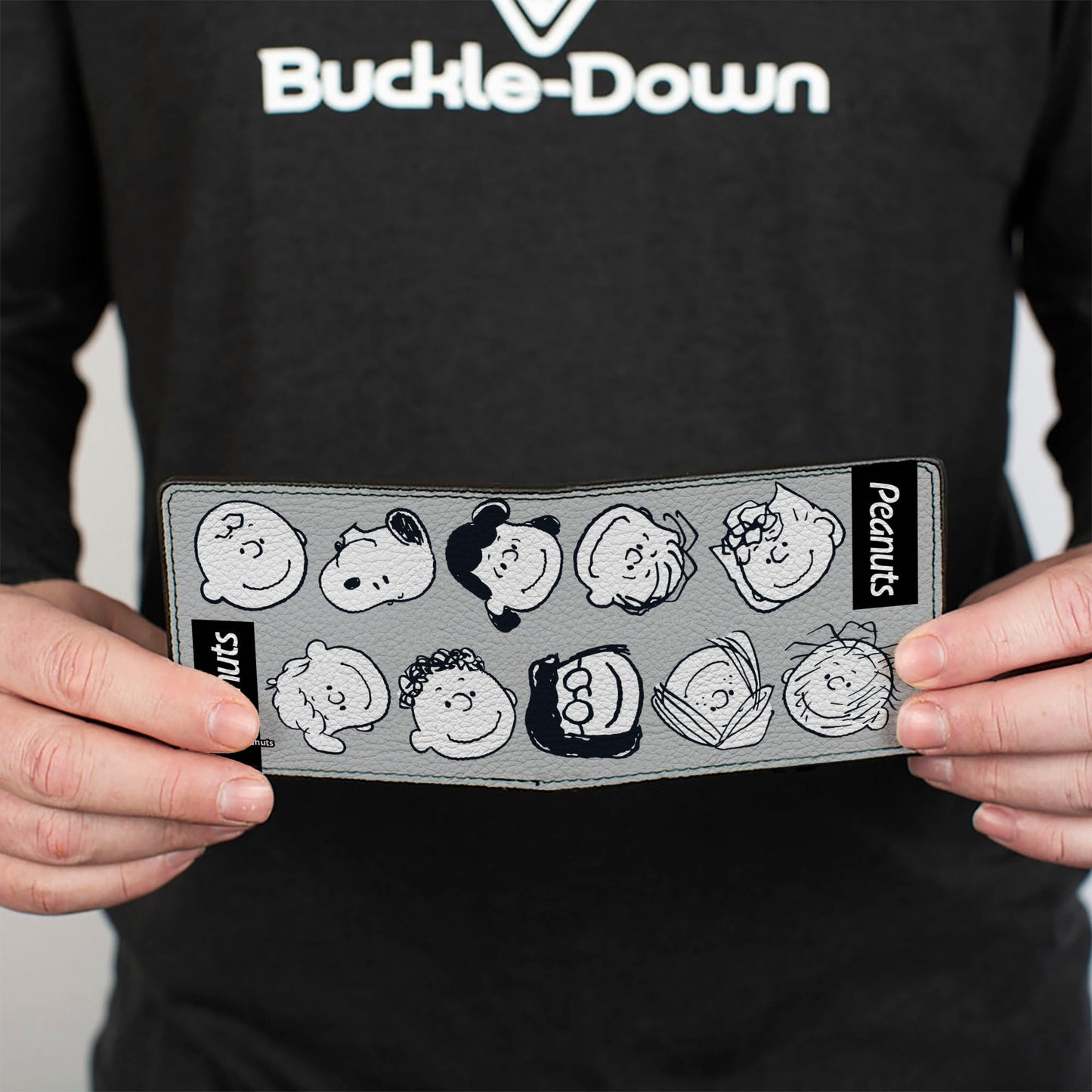 Bi-Fold Wallet - Peanuts Gang Ten Character Faces Gray/Black/White