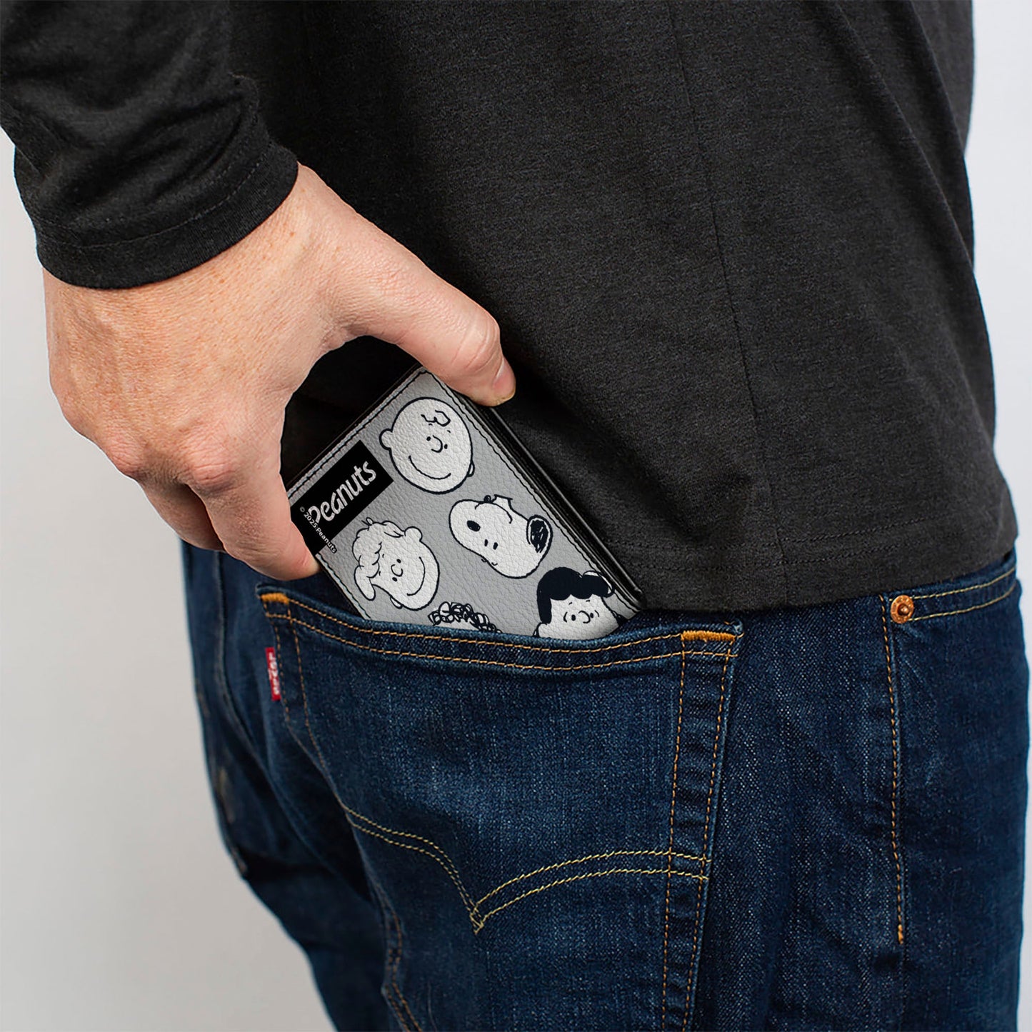 Bi-Fold Wallet - Peanuts Gang Ten Character Faces Gray/Black/White