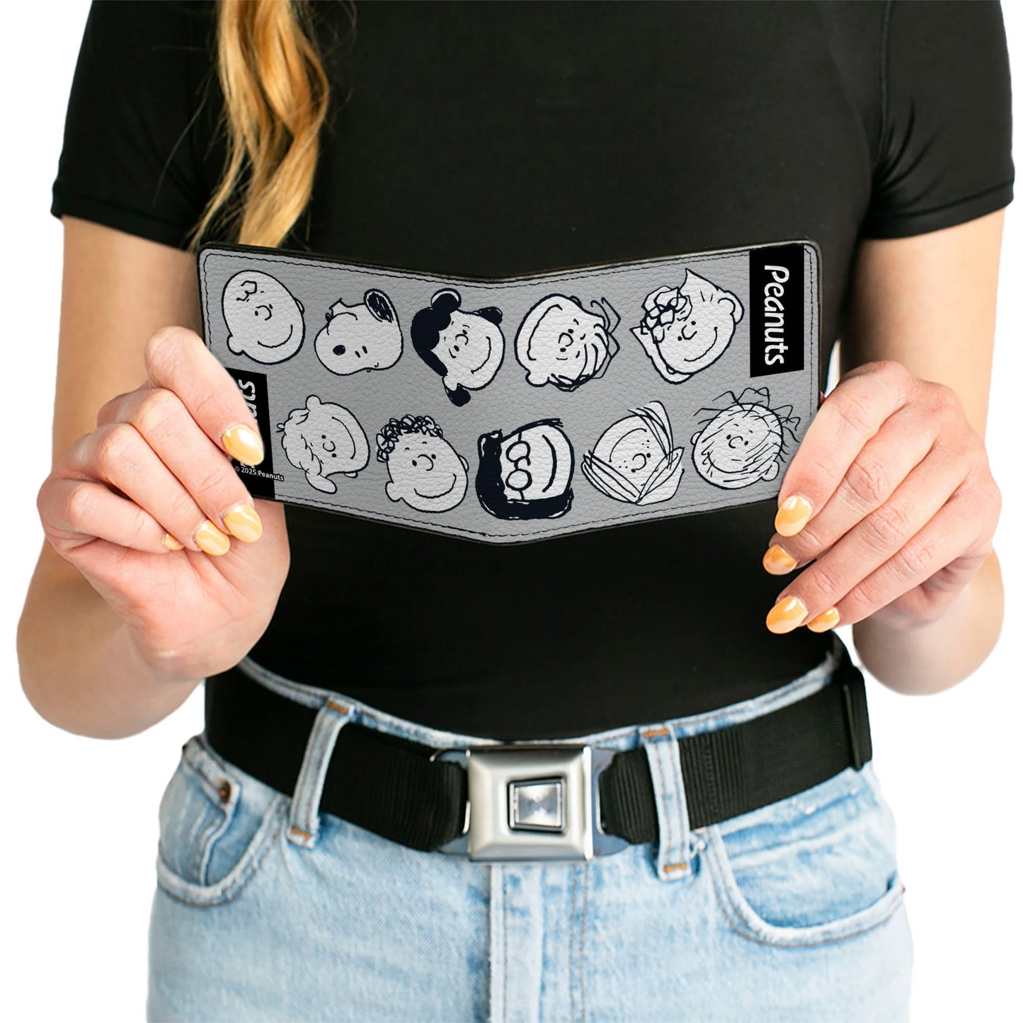 Bi-Fold Wallet - Peanuts Gang Ten Character Faces Gray/Black/White
